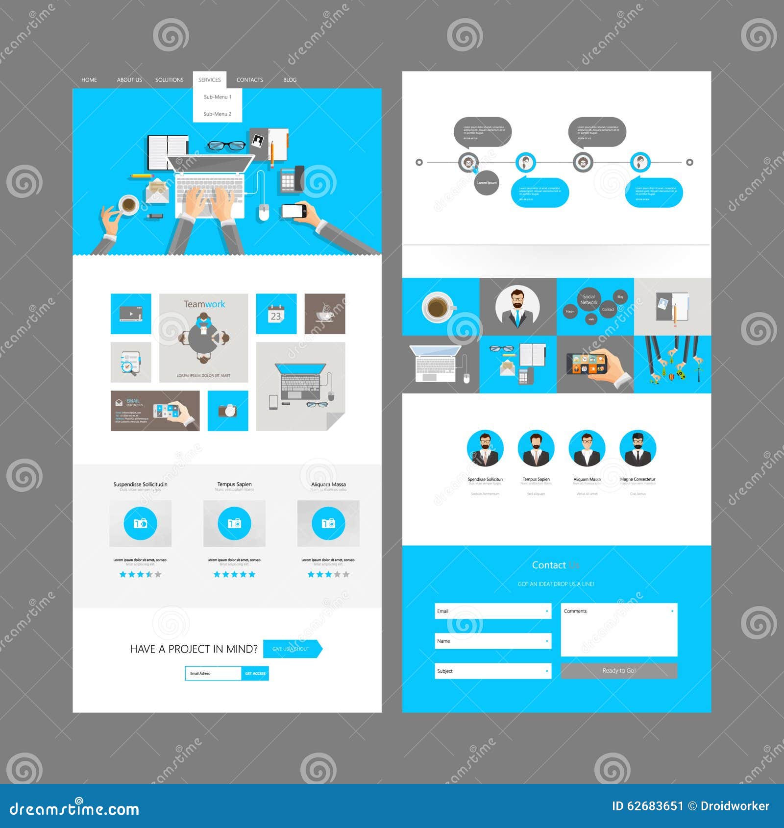 Modern Website Template Design Stock Illustration - Illustration of
