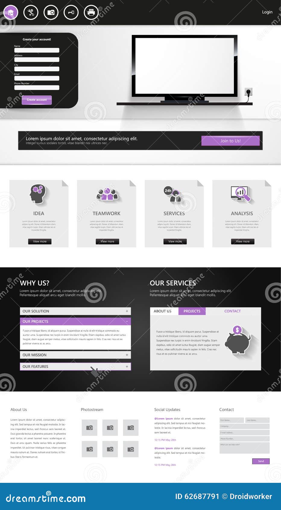 Modern Website Template Design Stock Illustration - Illustration of