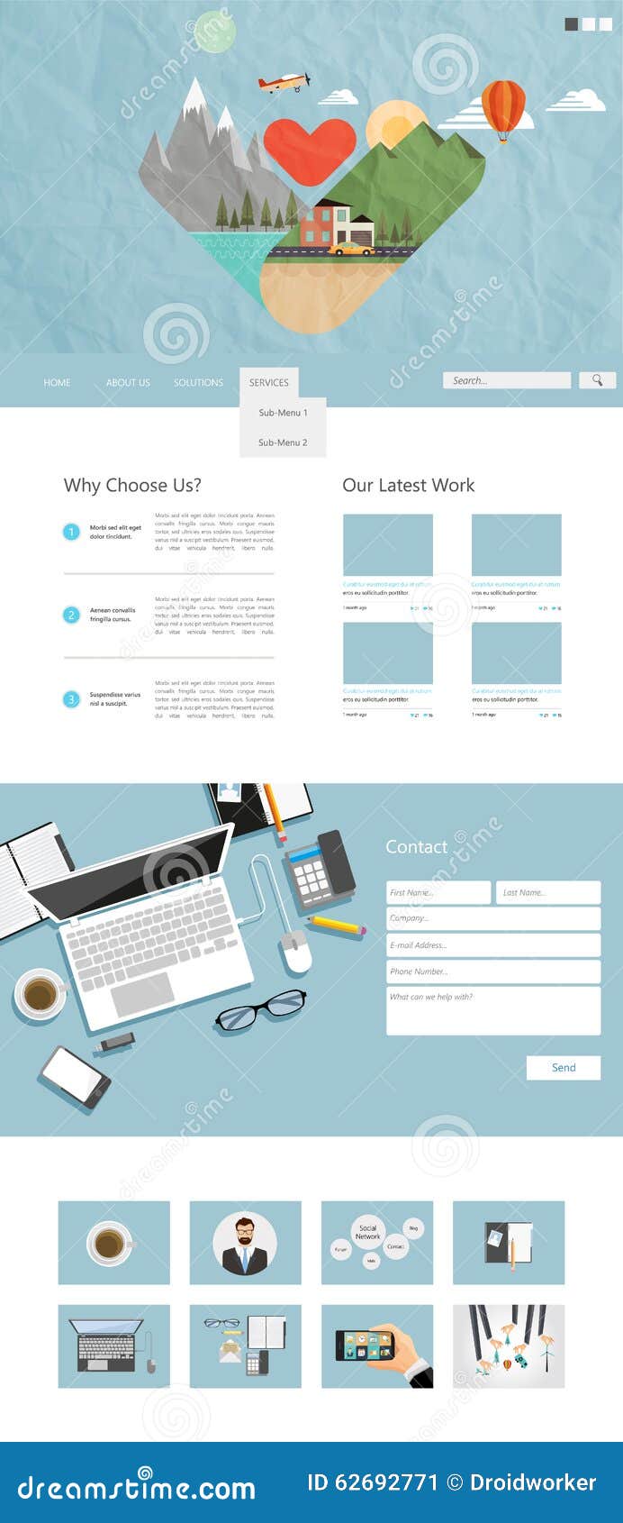 Modern Website Template Design Stock Illustration - Illustration of