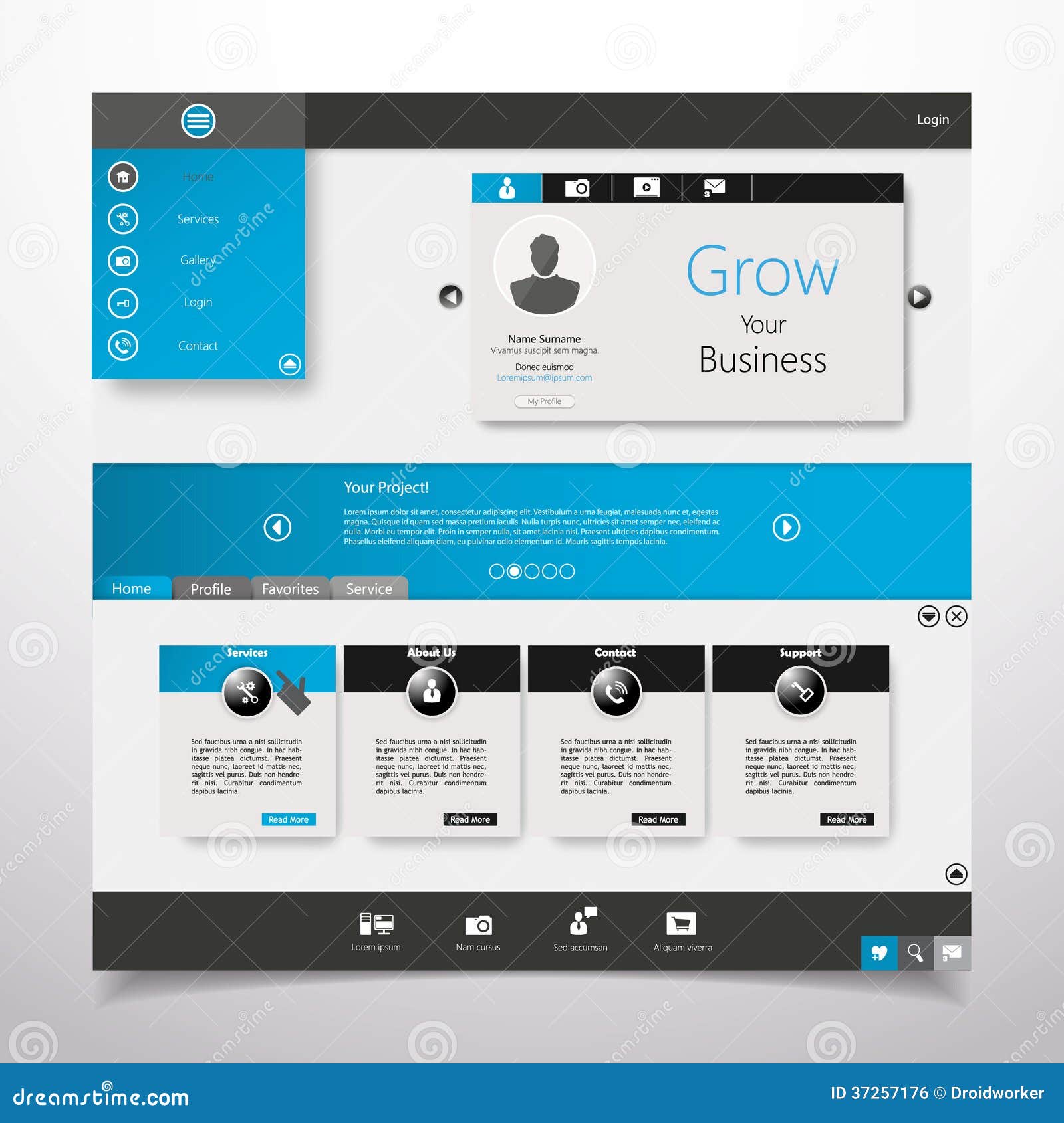 Modern Website Template stock vector. Illustration of dark - 37257176