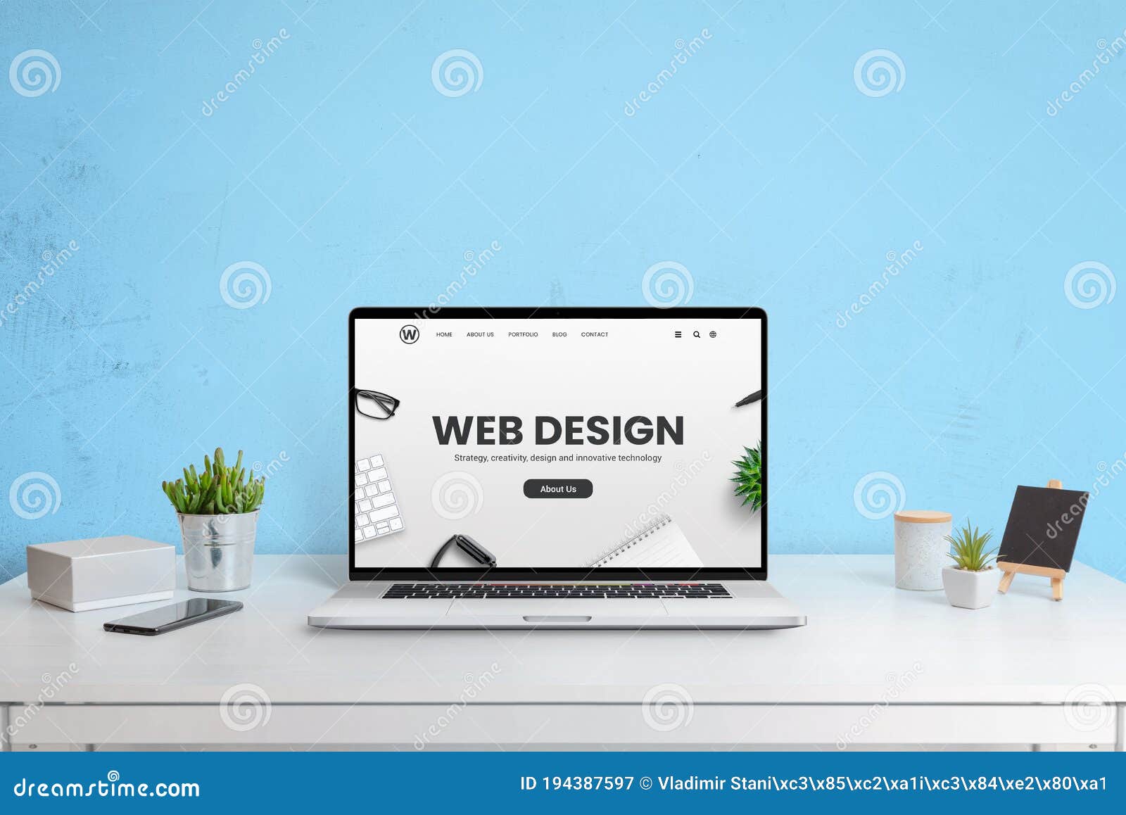 Modern Website of Web Design Company Presented on a Laptop Computer Stock  Image - Image of design, website: 194387597