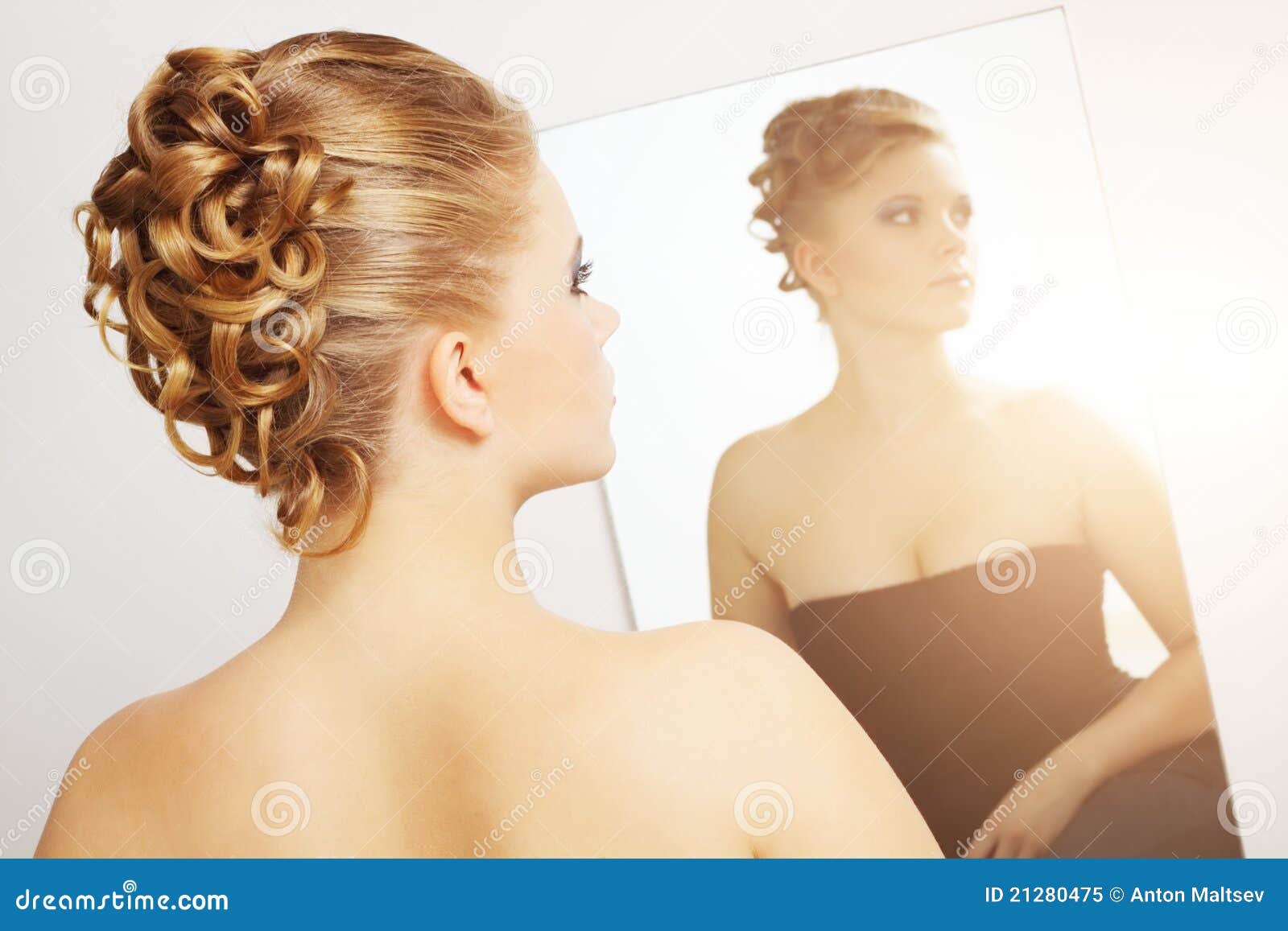 Modern Wedding Hairstyle Stock Image Image Of Bare 21280475