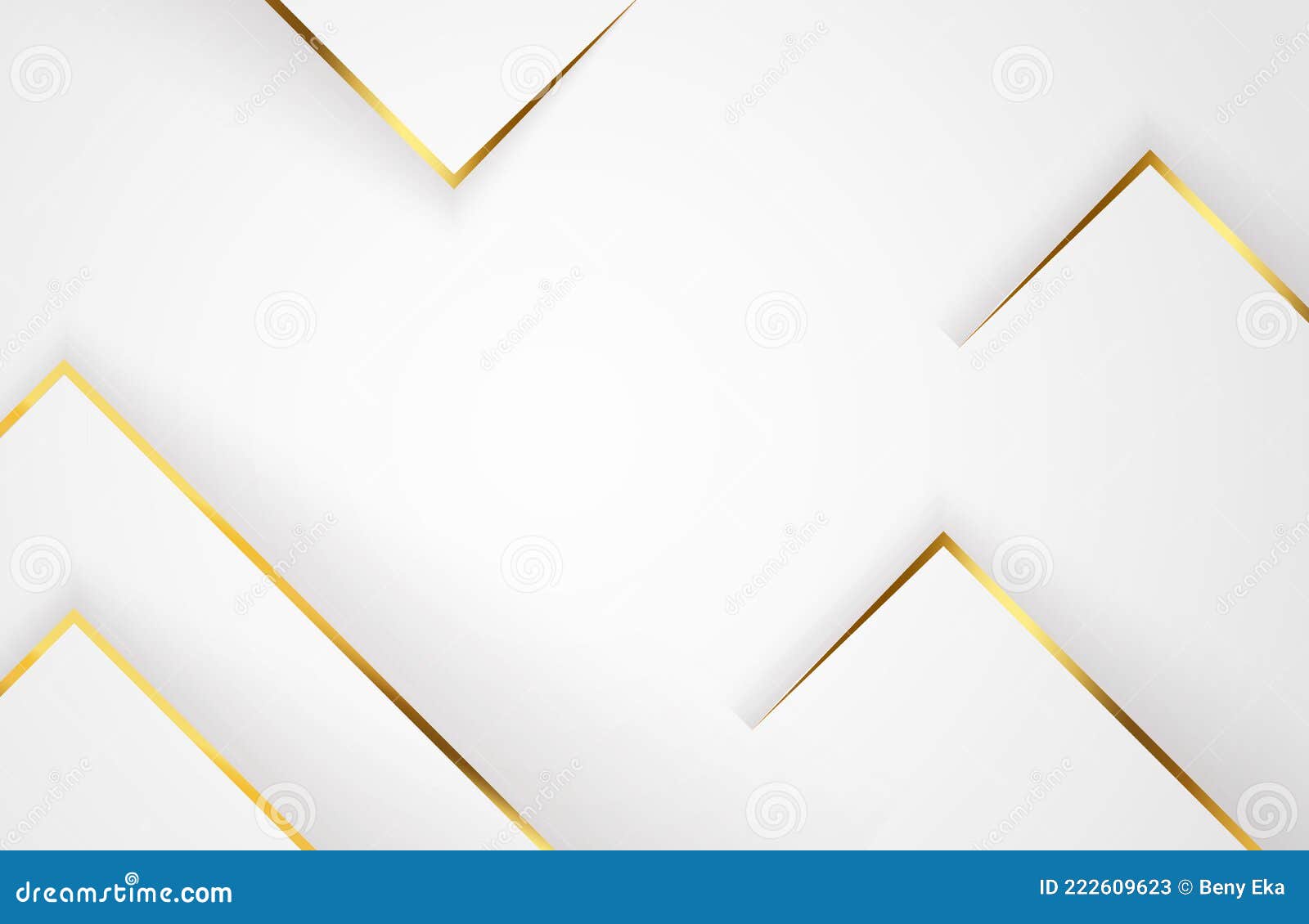Modern White Background with Shiny Gold Geometric Element Abstract