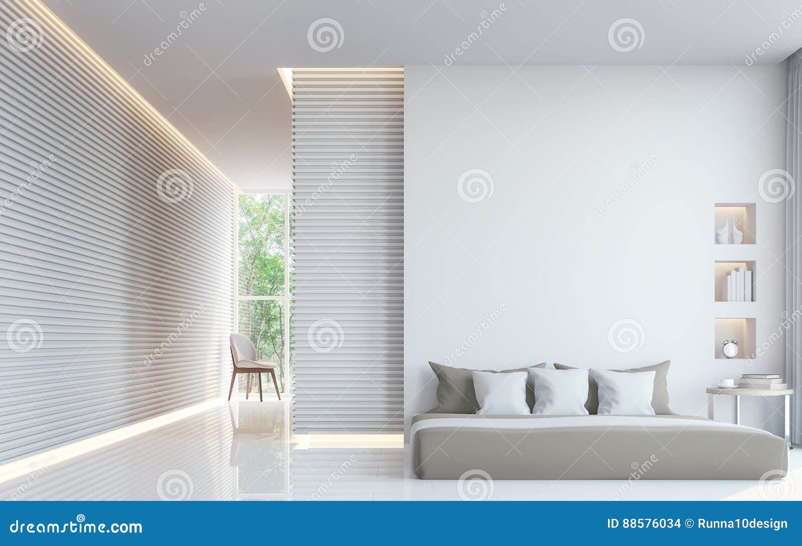 Modern White Bedroom Interior 3d Rendering Image Stock Illustration Illustration Of Hotel Hidden 88576034