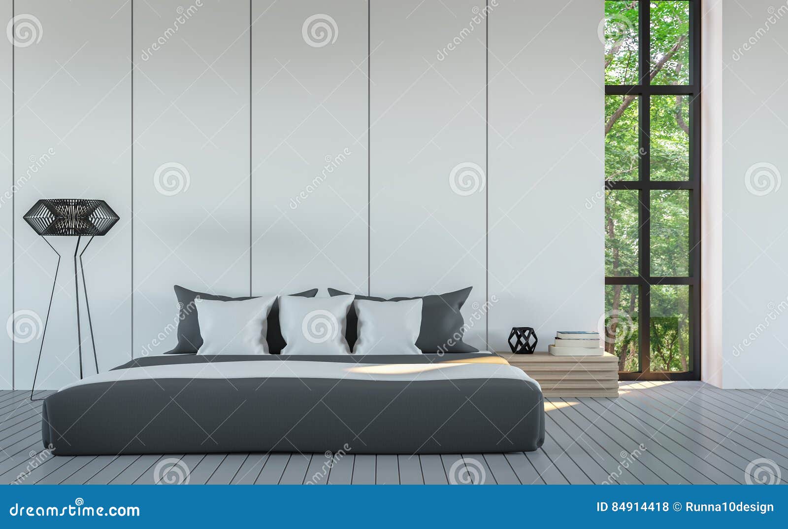 Modern White Bedroom Minimal Style 3D Rendering Image Modern White Bedroom Minimal Style 3D Rendering Image