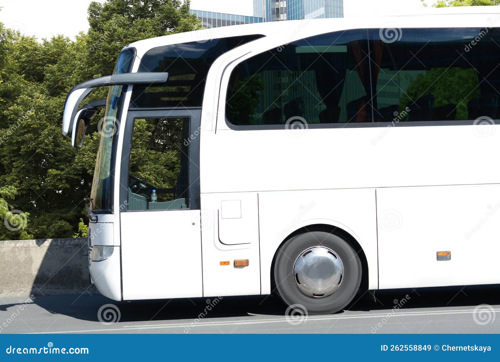 Modern White Bus on Road Outdoors. Public Transport Stock Image Image