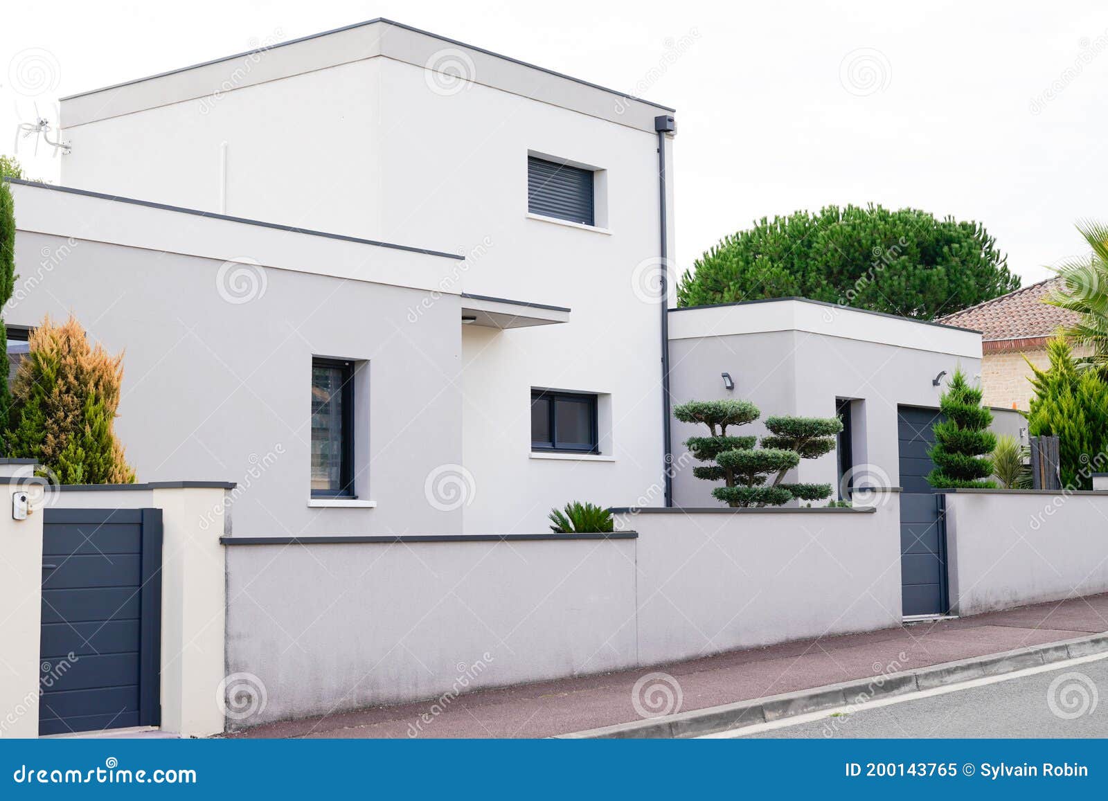Modern White Exterior of Newly Built Luxury Home Stock Image Image of