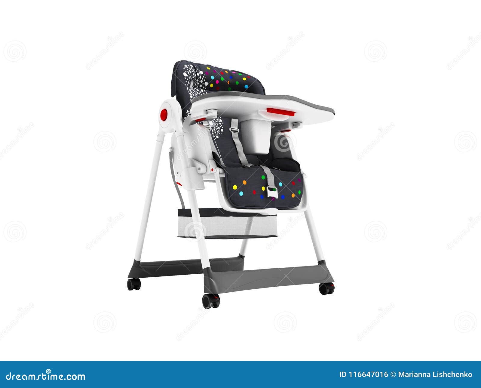 Modern White Highchair For Feeding Child With Soft Stand 3d Rend