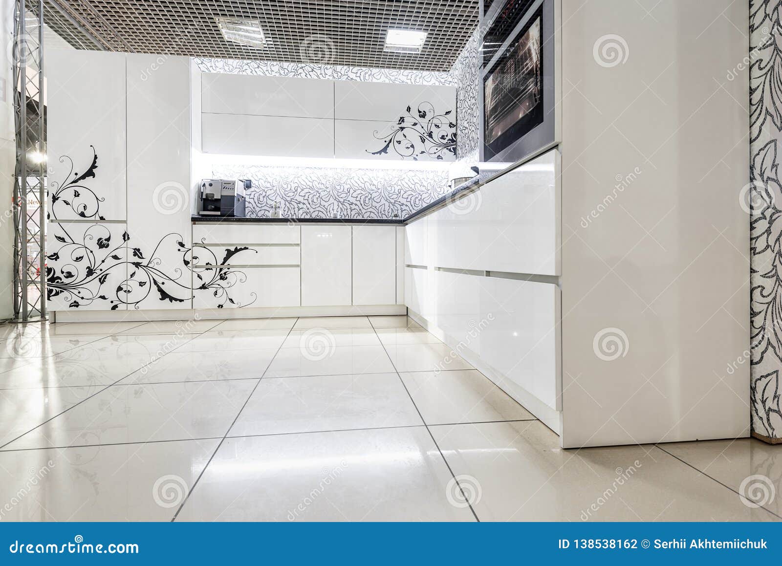 Modern White Kitchen Furniture Painted Front Surface The