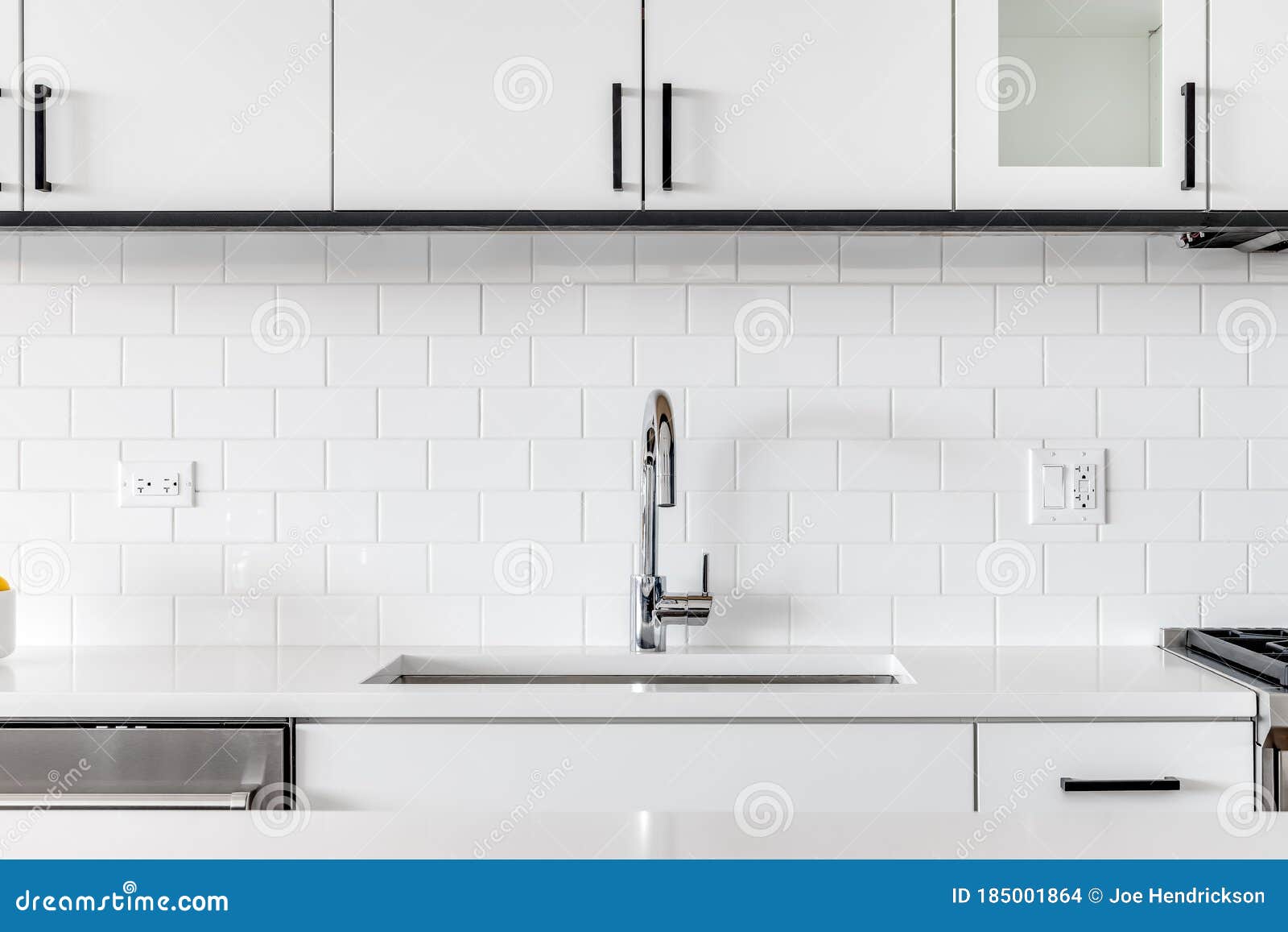 A Modern White Kitchen Sink Stock Photo - Image of granite, modern ...