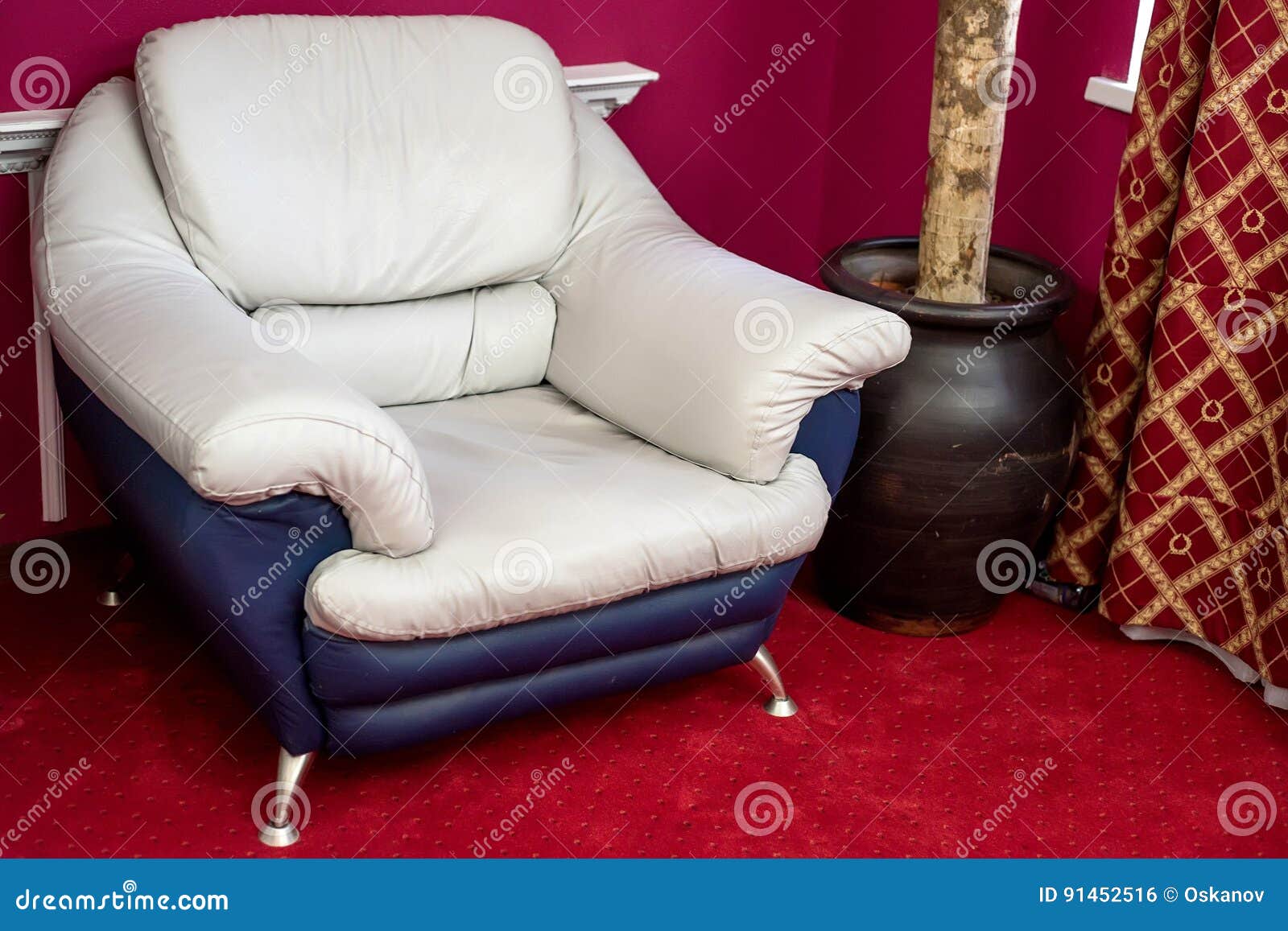 Modern White Leather Armchair Stock Photo Image of cozy, comfort