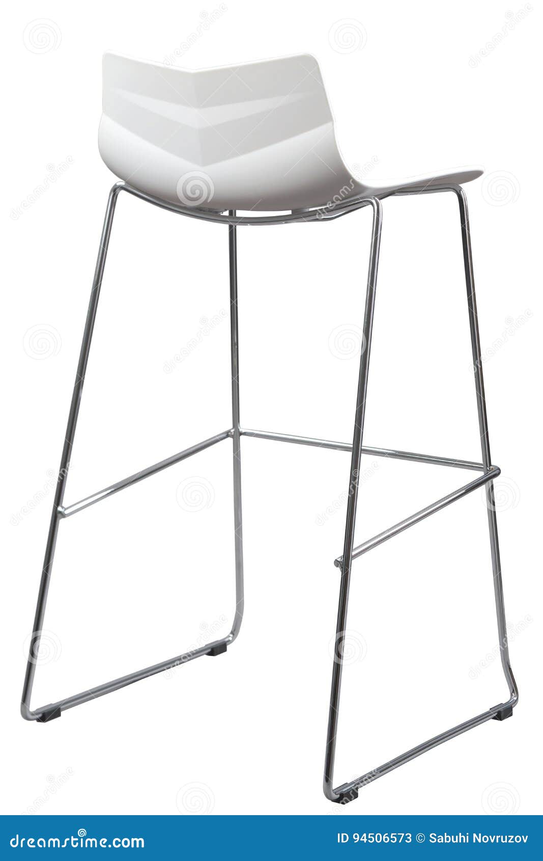 Modern White Plastic Bar Stool. Designer Bar Chair Isolated on White