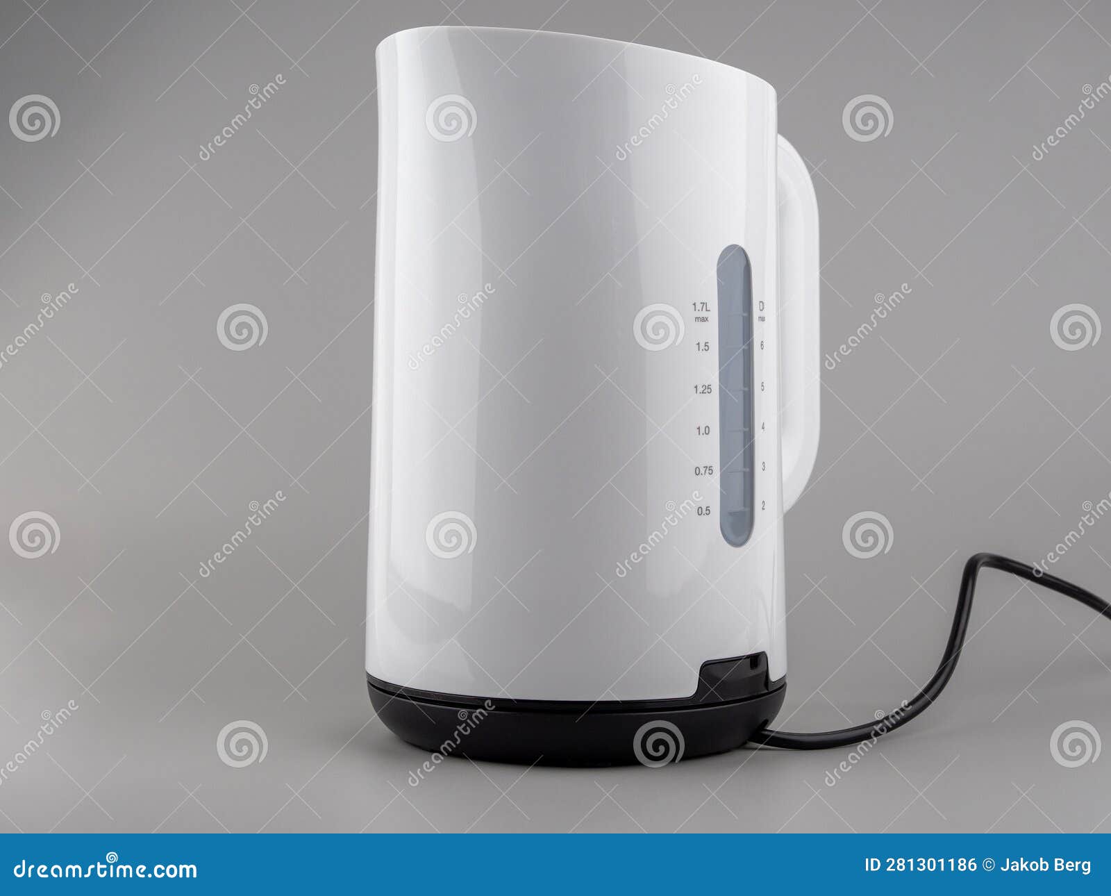 Modern White Plastic Electric Kettle. Stock Photo Image of food