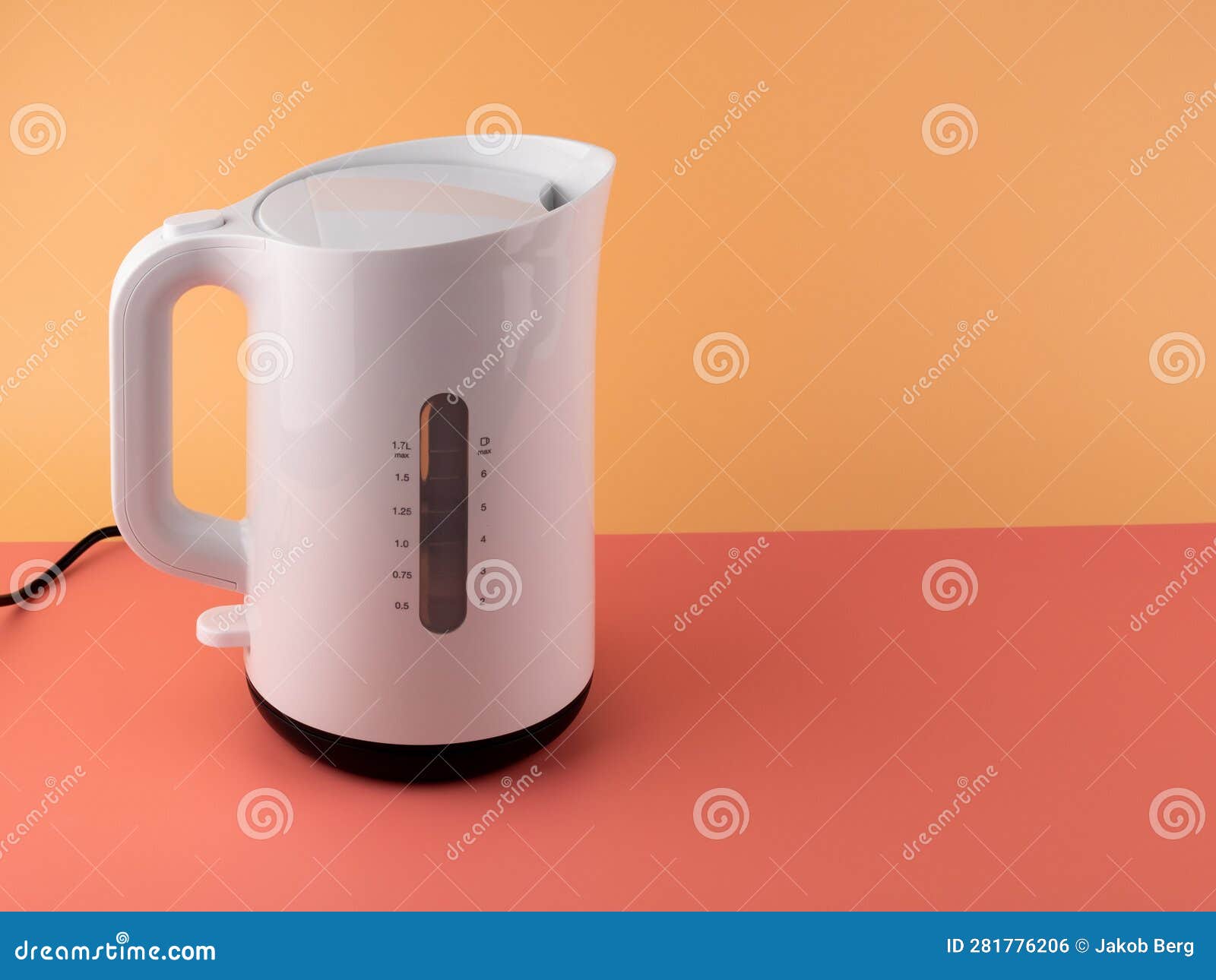 Modern White Plastic Electric Kettle. Stock Photo Image of water