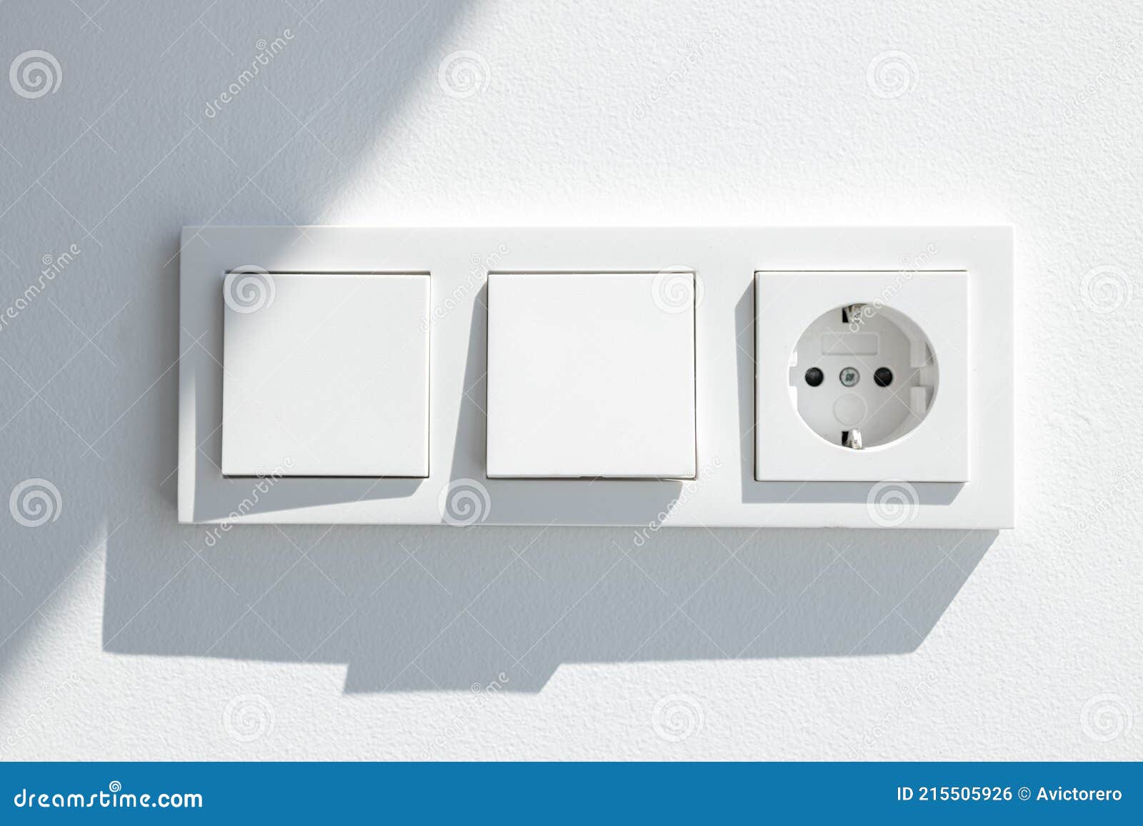 Modern White Switch Board with Two Switch and One European Plug Stock