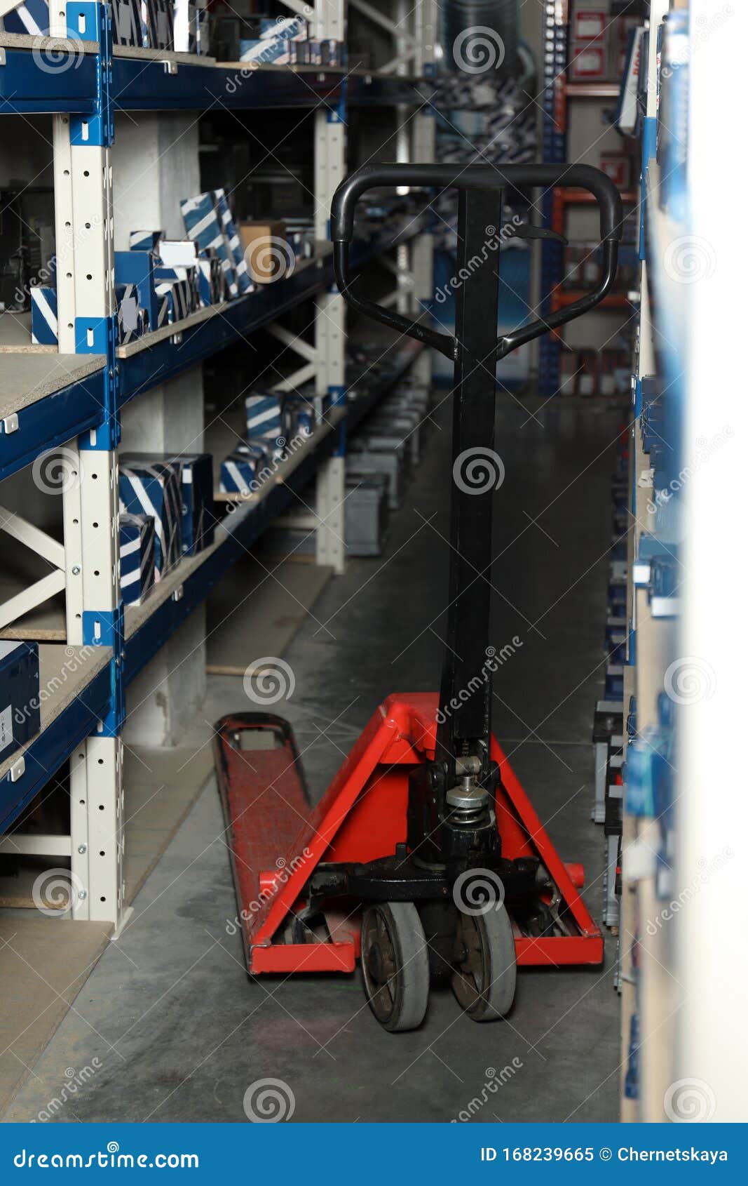 Modern Wholesale Shop Interior with Pallet Jack Stock Image Image of