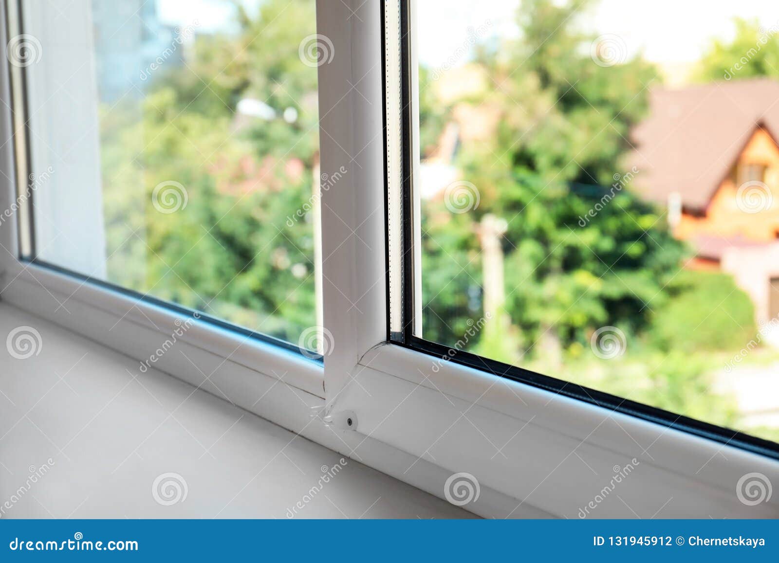 Modern Window in Room, Closeup View Stock Photo - Image of background ...