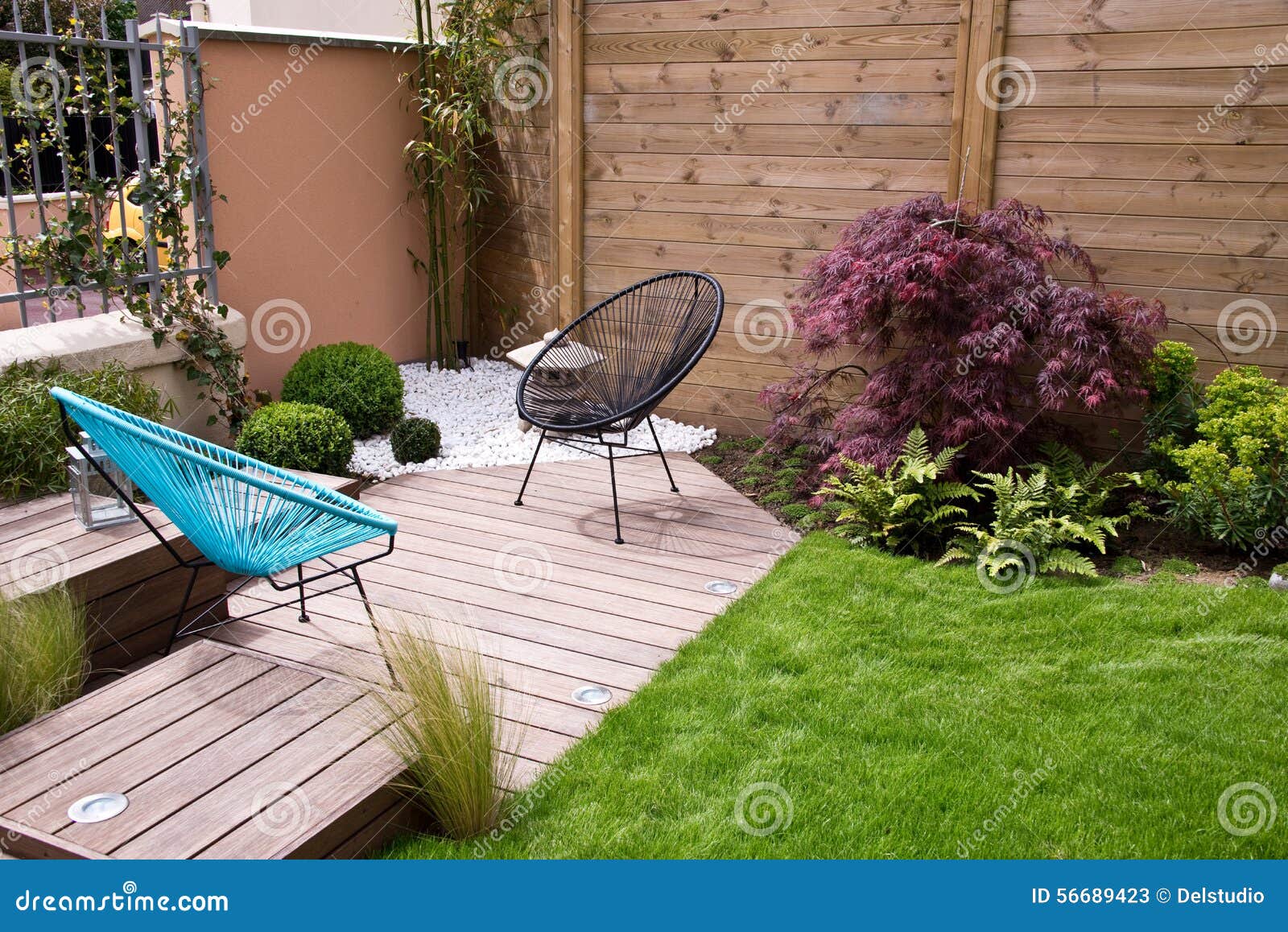 Modern wood terrace stock image. Image of construction 56689423