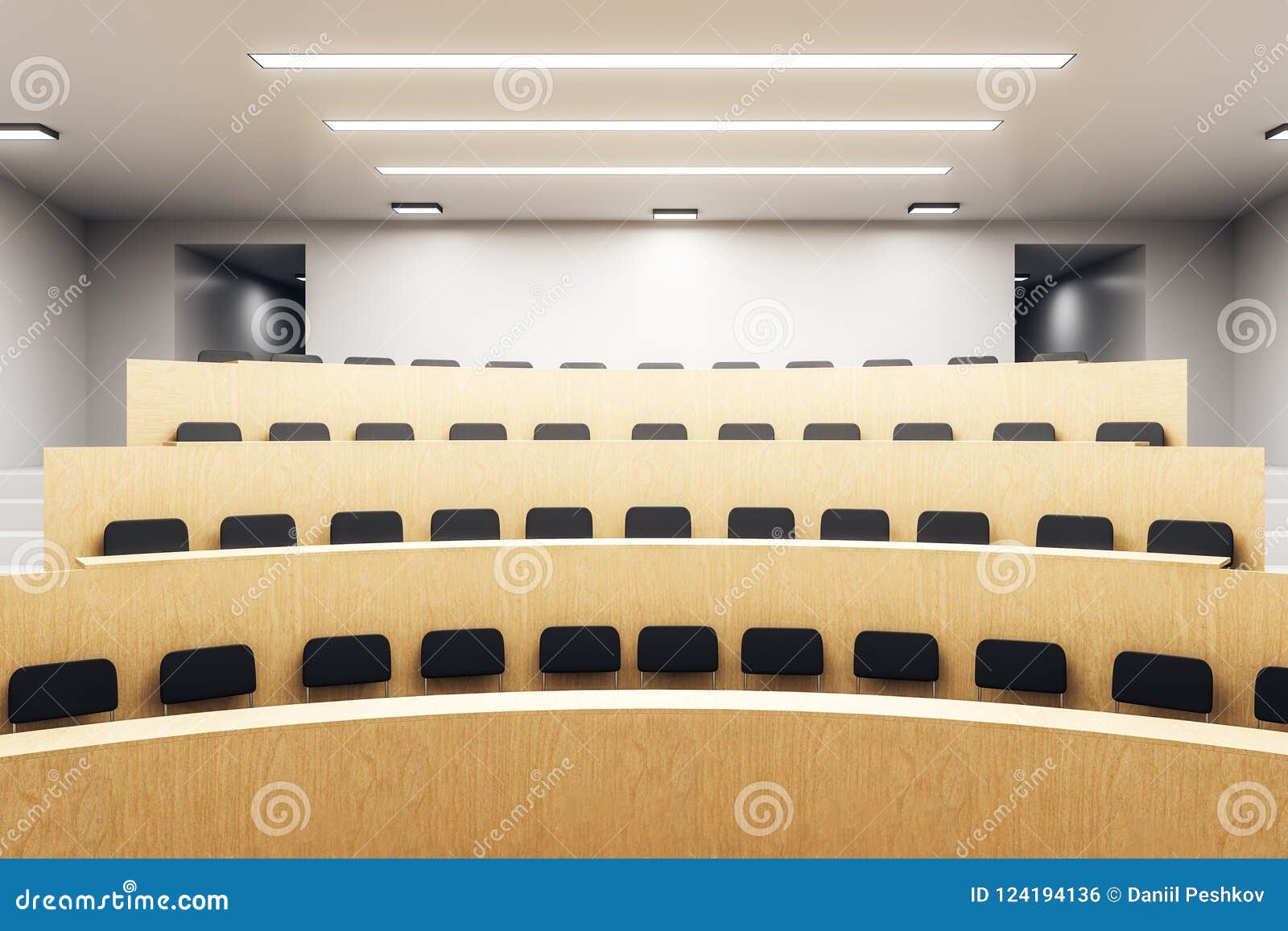 Modern Wooden Auditorium Interior Stock Illustration