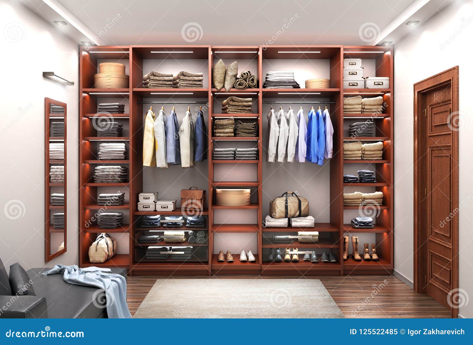 Modern Wooden Cabinet W Stock Image Image Of Light 125522485