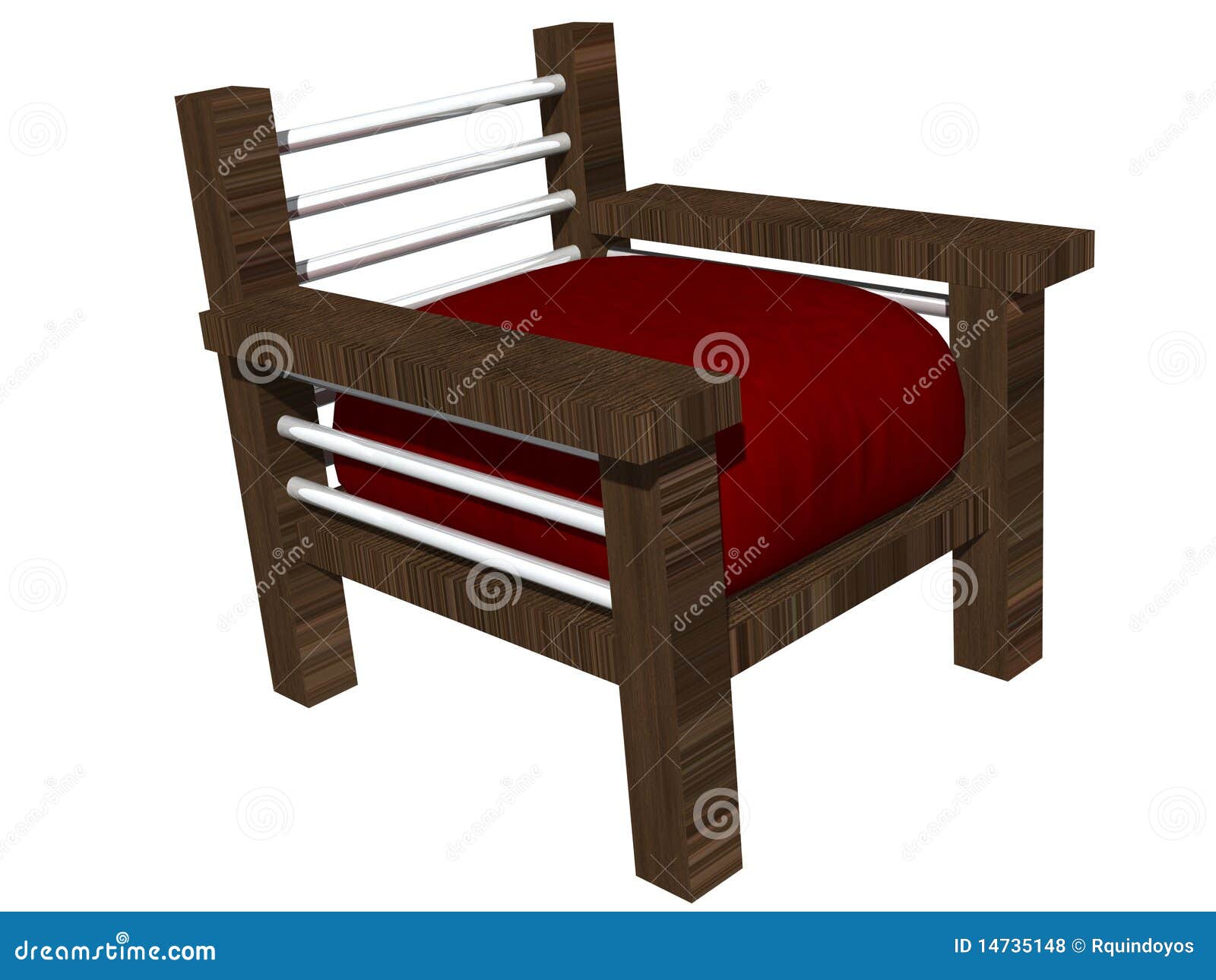 Modern Wooden Chair Sidefront View Stock Illustration Illustration