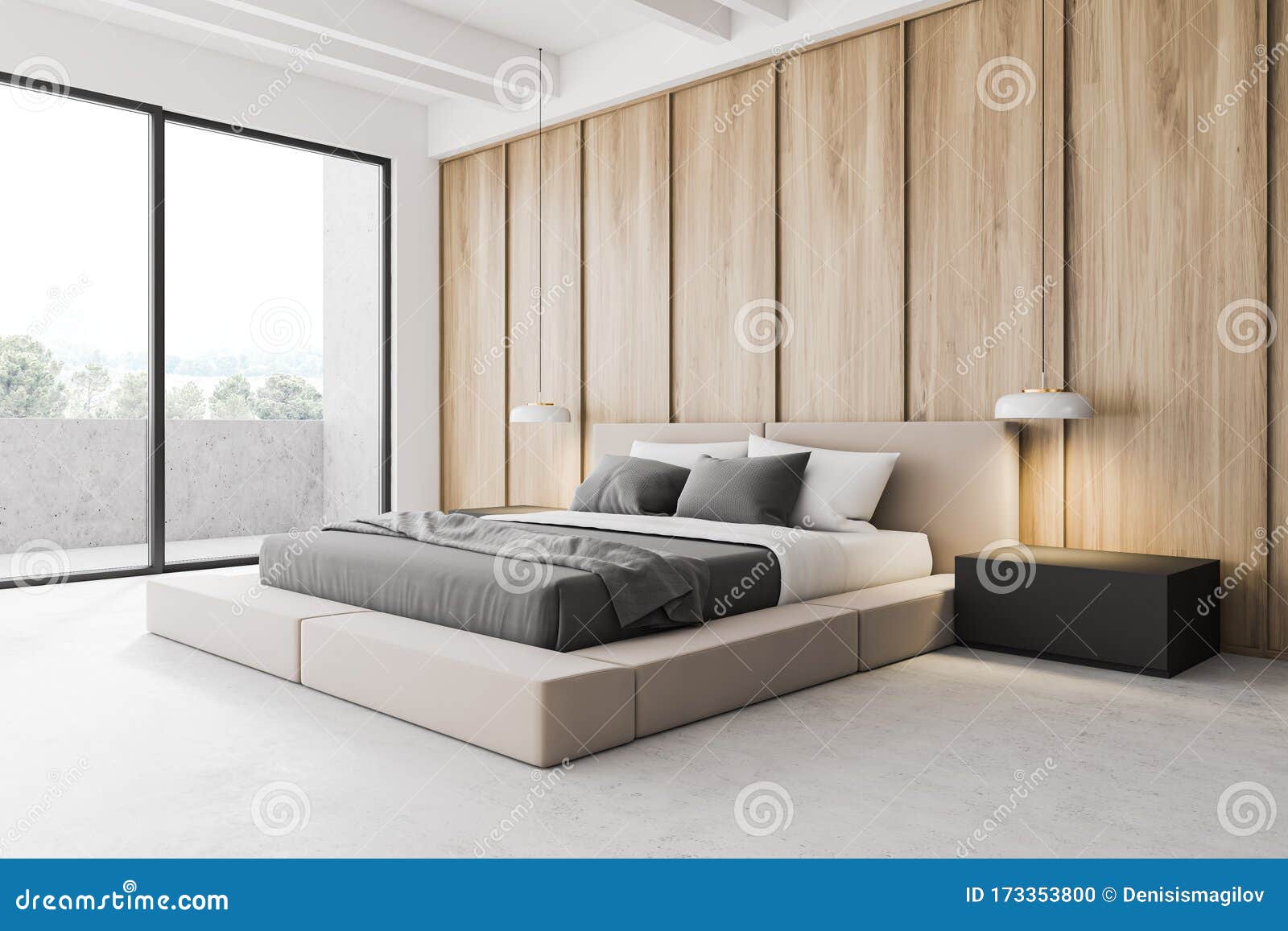 Modern Wooden Master Bedroom Corner Stock Illustration Illustration Of Furniture Design 173353800