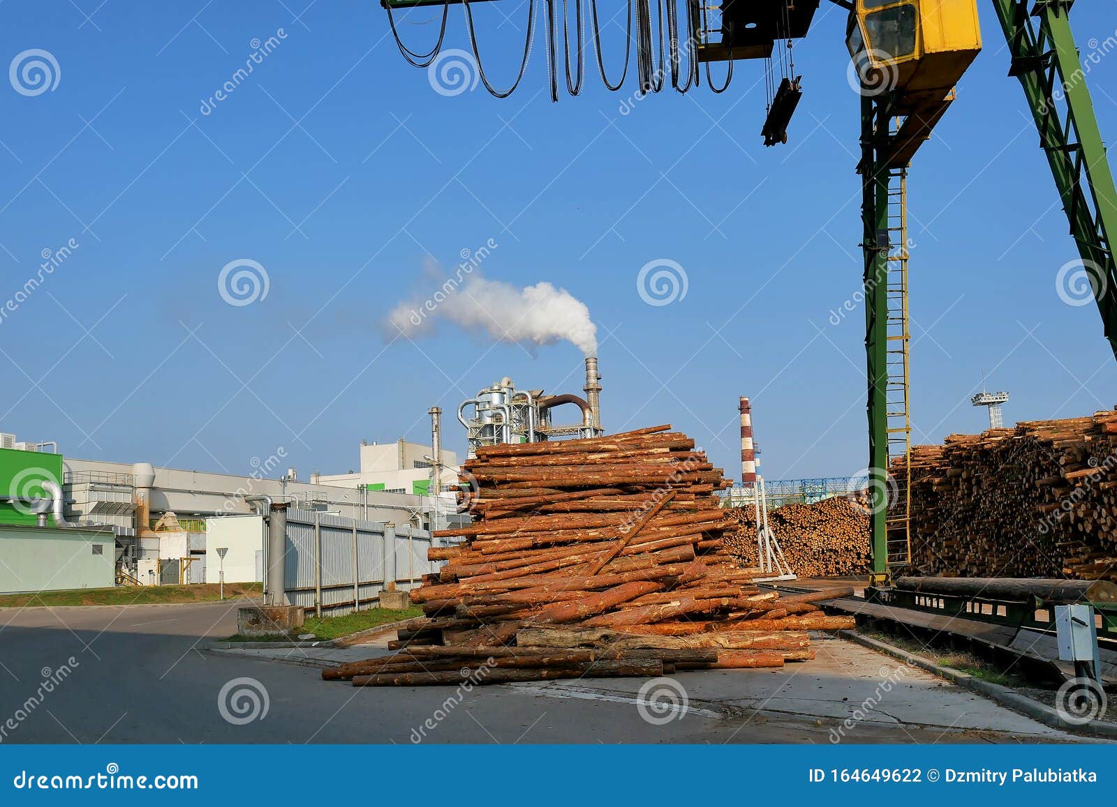 Modern Woodworking Plant, View of the Log Warehouse Stock Photo Image