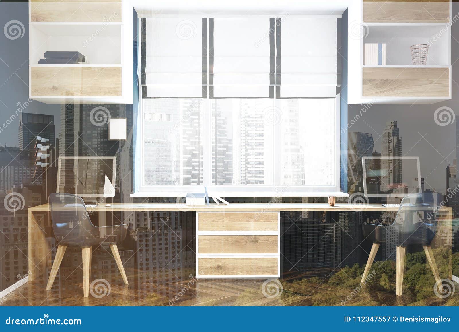 Modern Workplace Or A Home Office Interior Toned Stock