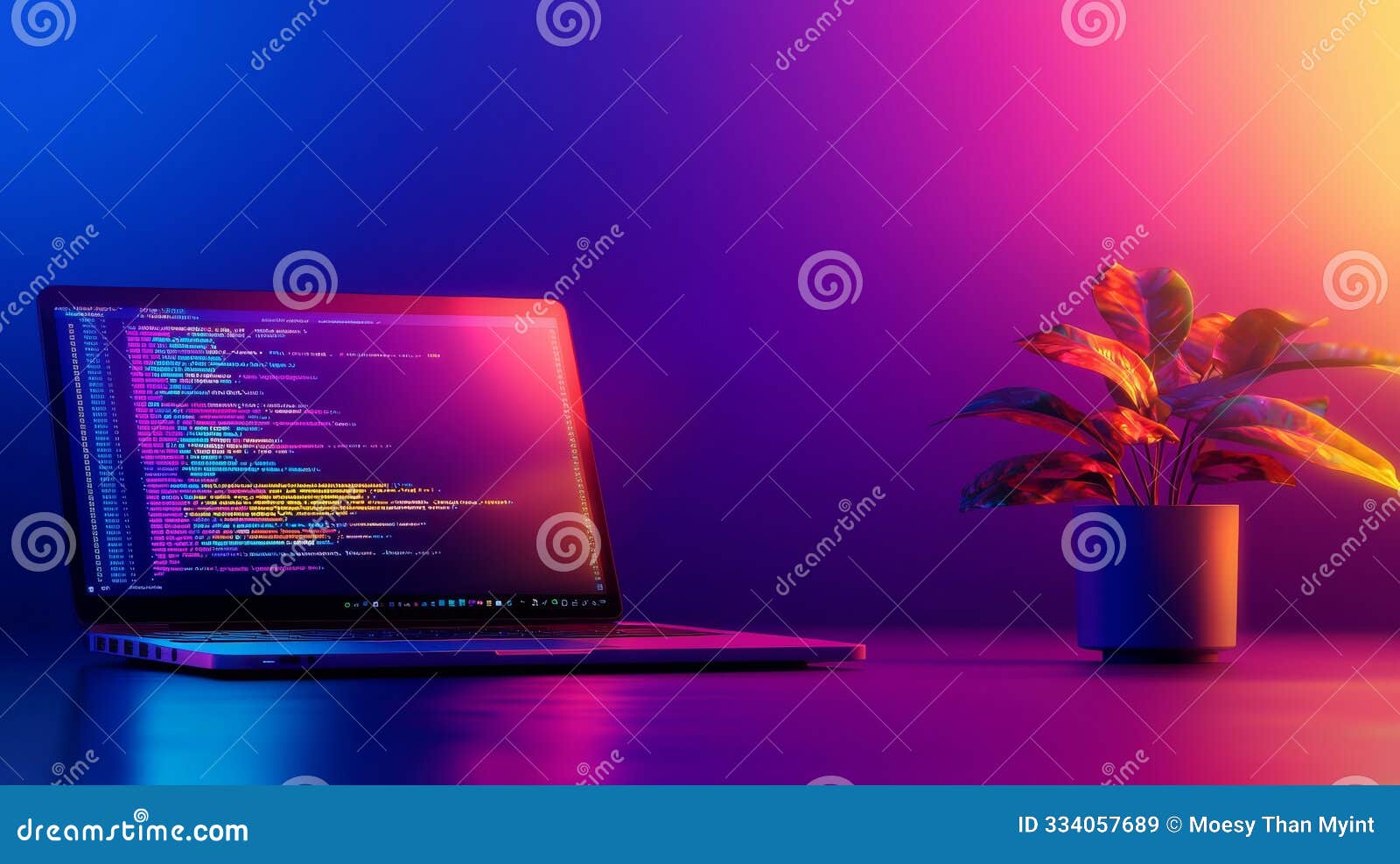 high-tech laptop with code snippets and web development tools