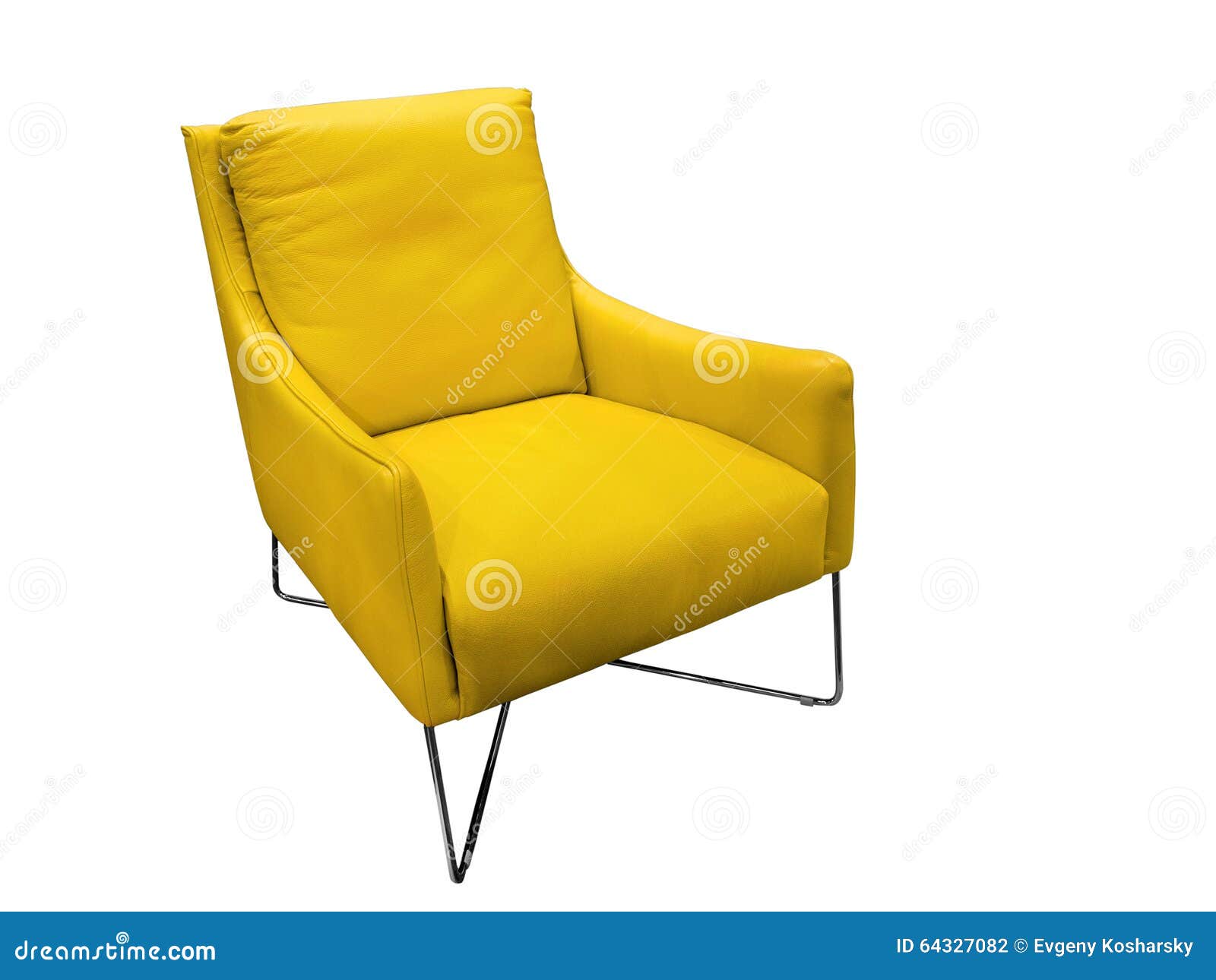 Modern Yellow Leather Armchair Stock Photo Image of ergonomic, lazy