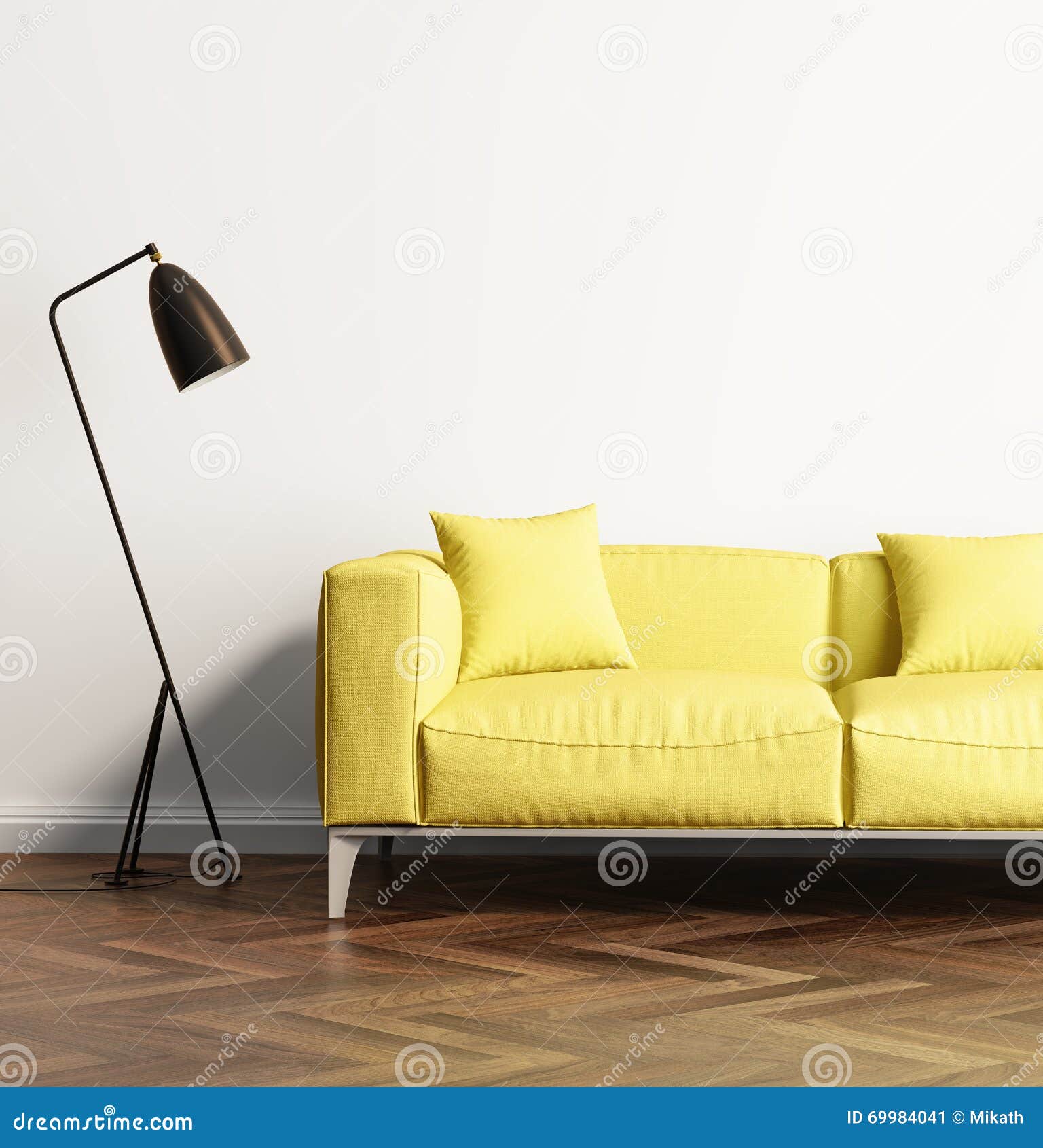 Modern Yellow Sofa in a Fresh Living Room Stock Image Image of design