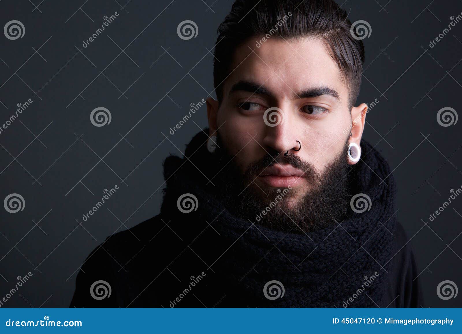 Modern Young Man With Beard And Piercings Stock Photo 