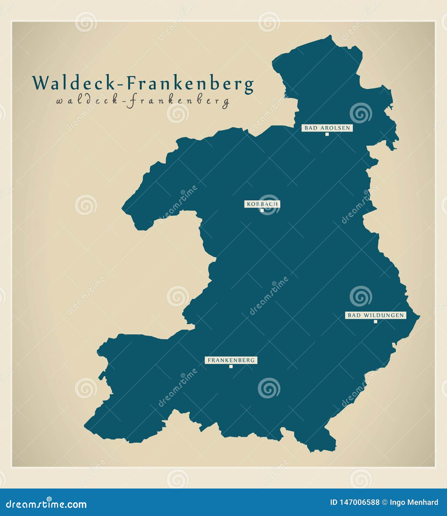 Moderne Karte - Waldeck-Frankenberg-Grafschaft Von Hessen De Vektor