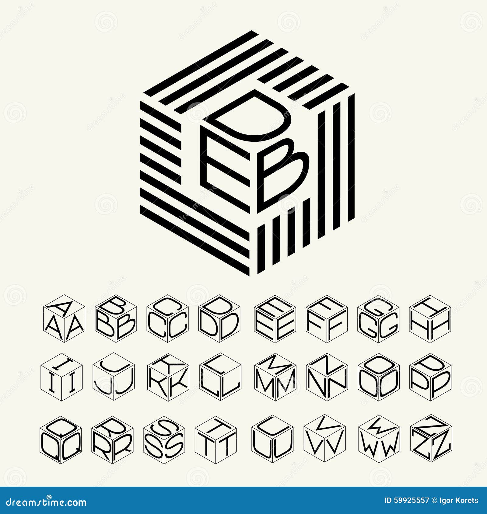 Moderner Monogrammwurfel Hexagon Der Streifen Und Drei Buchstaben Eingeschrieben Plus Einen Satz Buchstaben Zum Des Logos Zu Sc Vektor Abbildung Illustration Von Drei Streifen