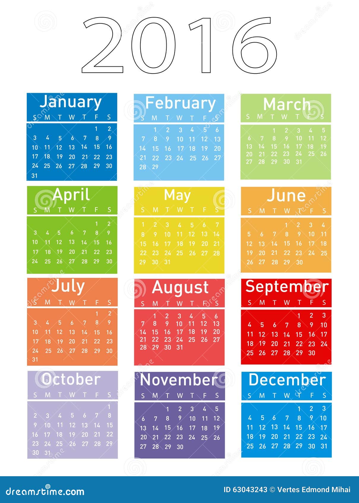 Moderner Und Einfacher Kalender 2016 Vektor Abbildung - Illustration 