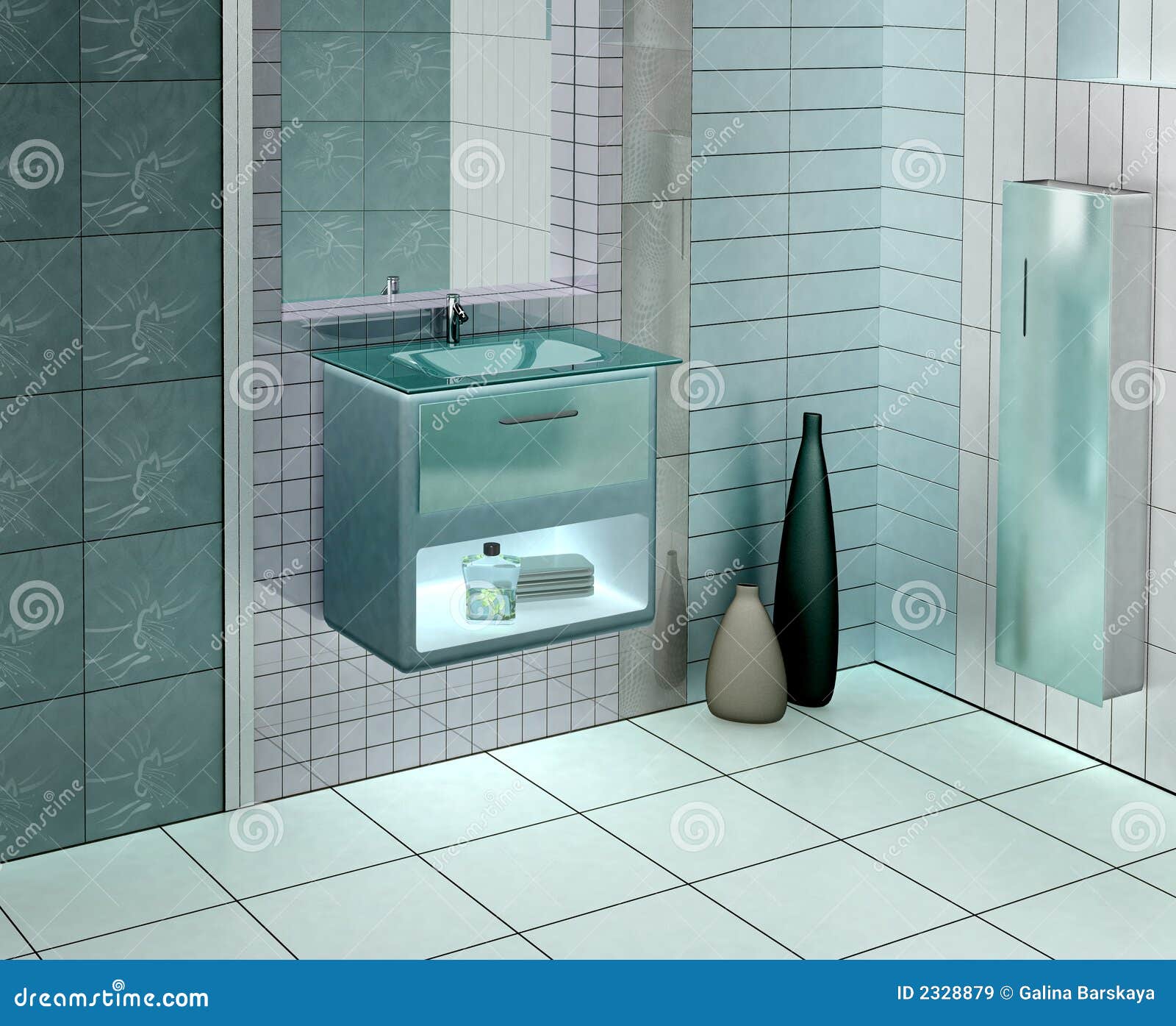 Modernes Badezimmer stock abbildung. Illustration von spiegel - 2328879