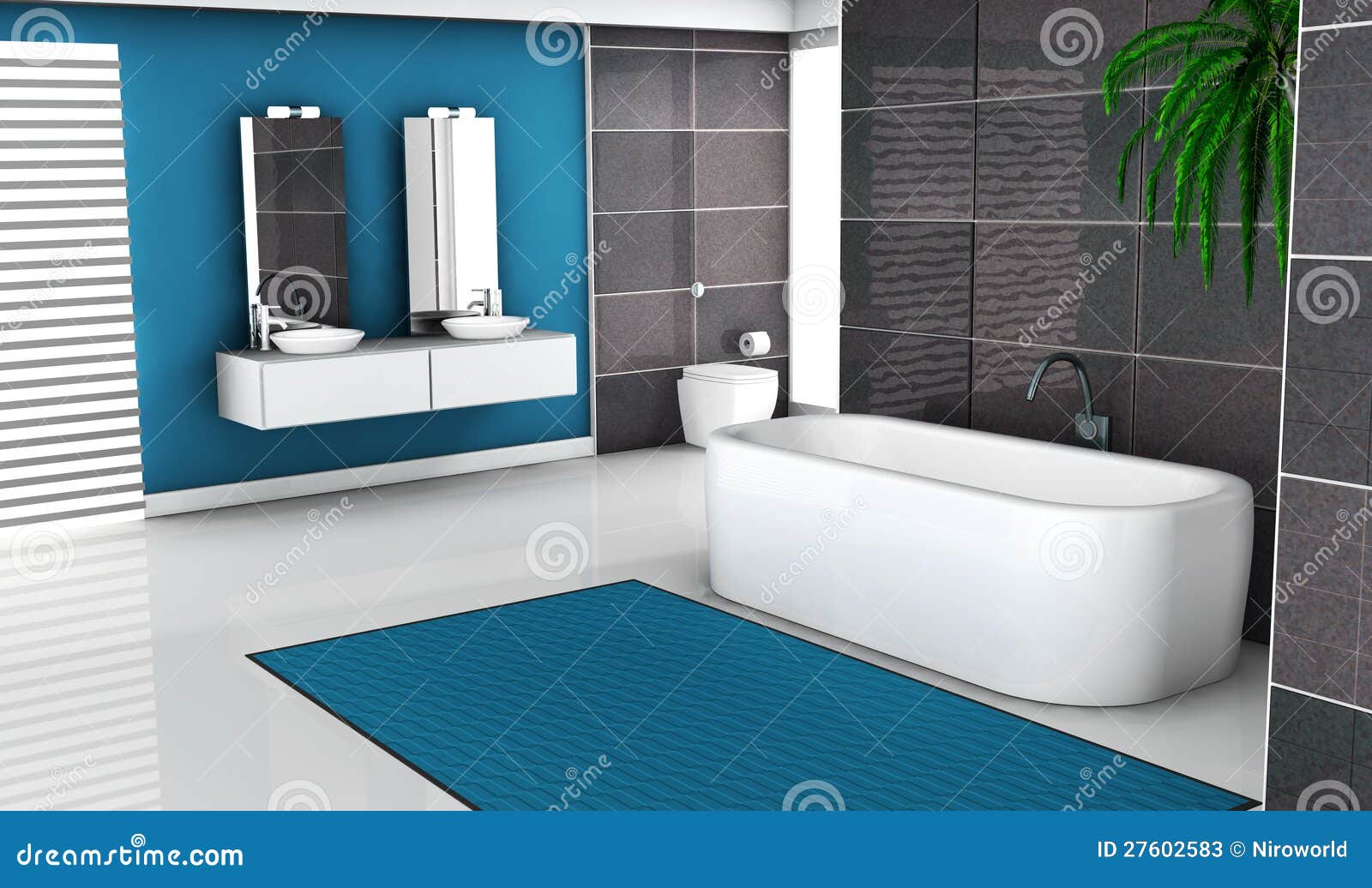 Modernes blaues Badezimmer stock abbildung. Illustration von haupt