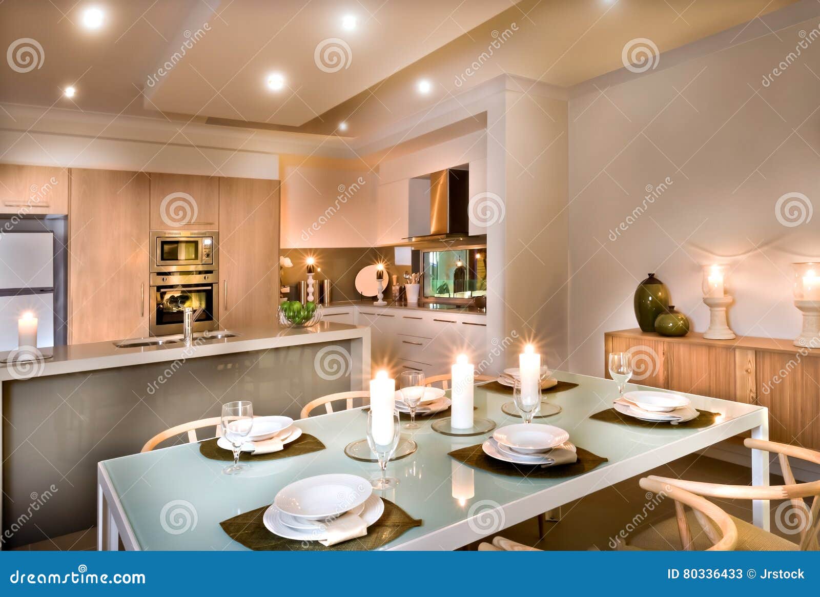 Modernes Esszimmer Und Die Kuche Stockbild Bild Von Kuche Esszimmer