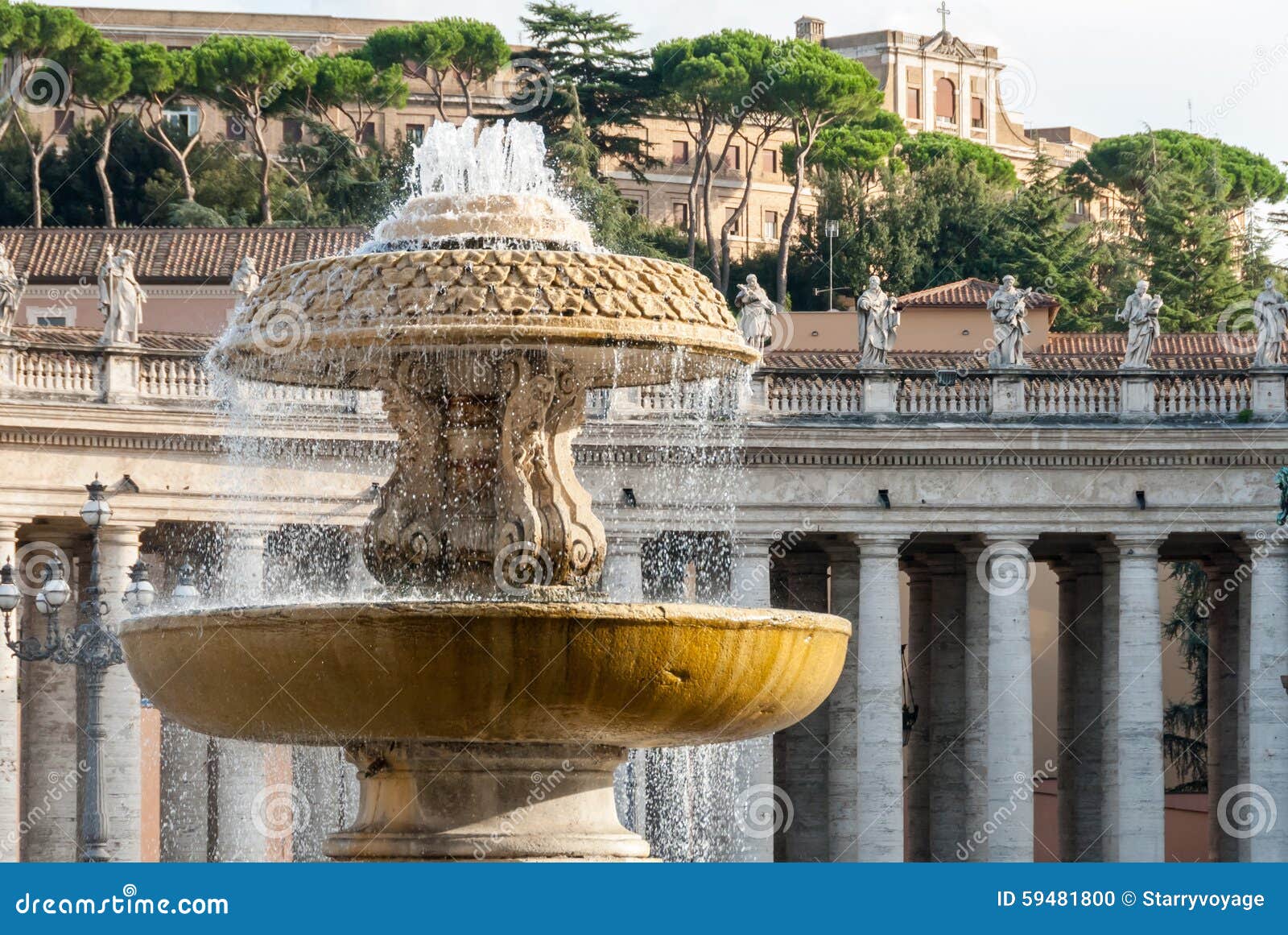 Moderno Designed Fountain in St. Peter S Square I Stock Photo Image