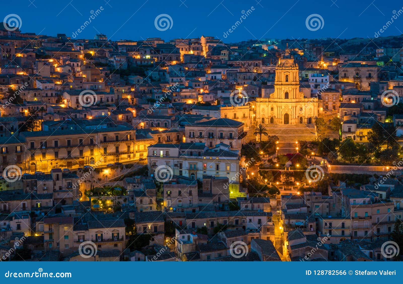 modica in the evening, amazing city in the province of ragusa, in the italian region of sicily sicilia.