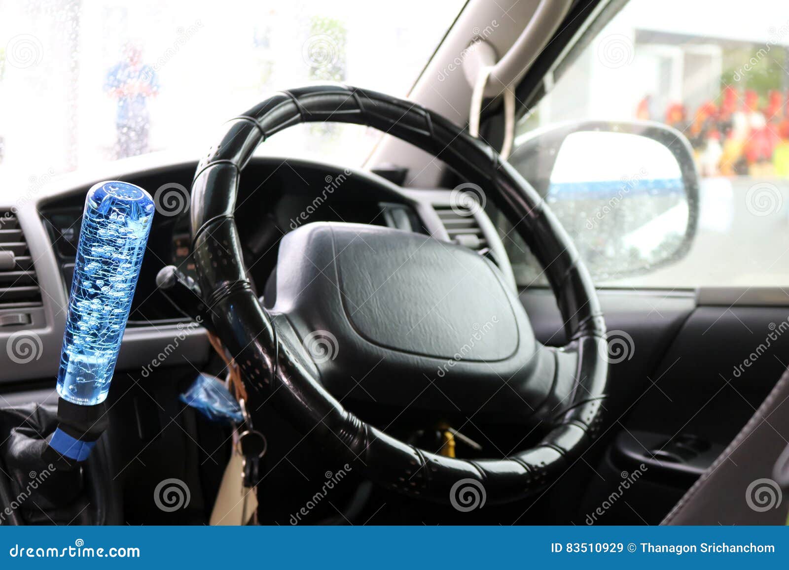 The Modified Gear Stick and Steering Wheel. Stock Image Image of