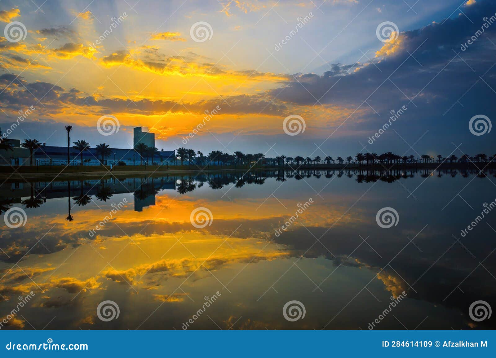 modon lake morning sunrise view -dammam, saudi arabia