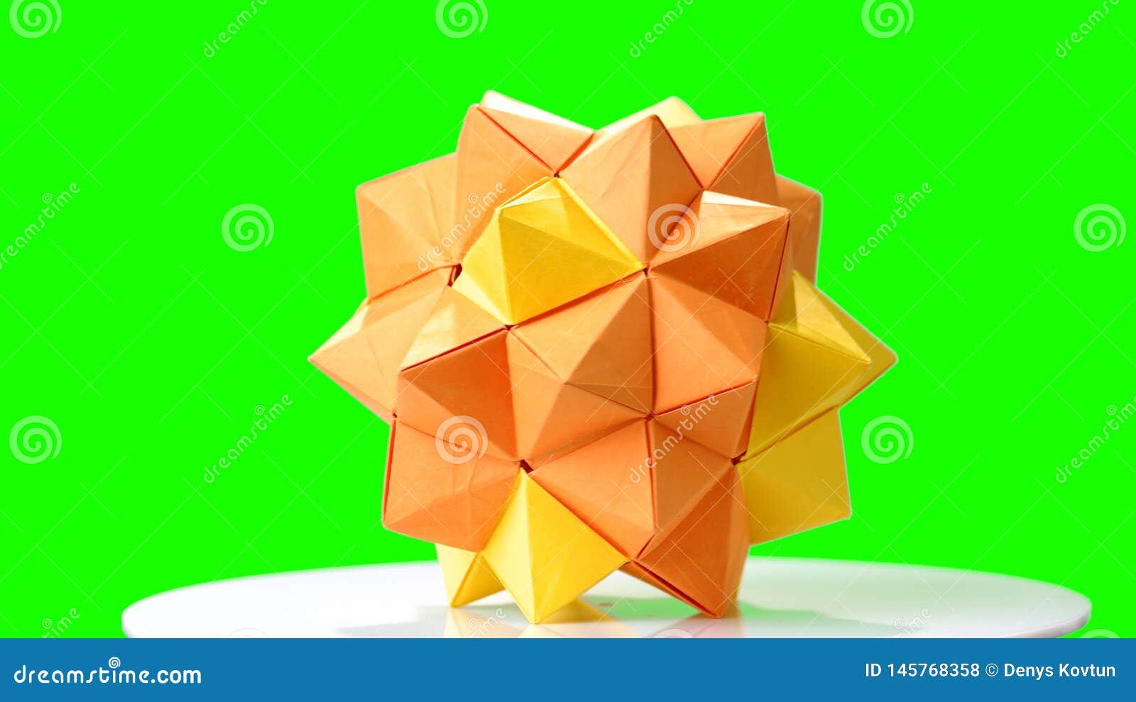 Modular Origami Flower On Green Screen Stock Photo Image
