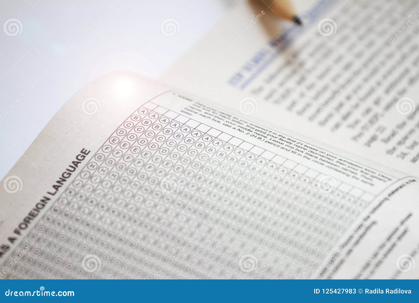 Modulo Di Risposta Per L Esame Della Prova Domande Di Pratica Di Toefl Apprendimento Dell Inglese Immagine Stock Immagine Di Linguaggio Grammatica 125427983