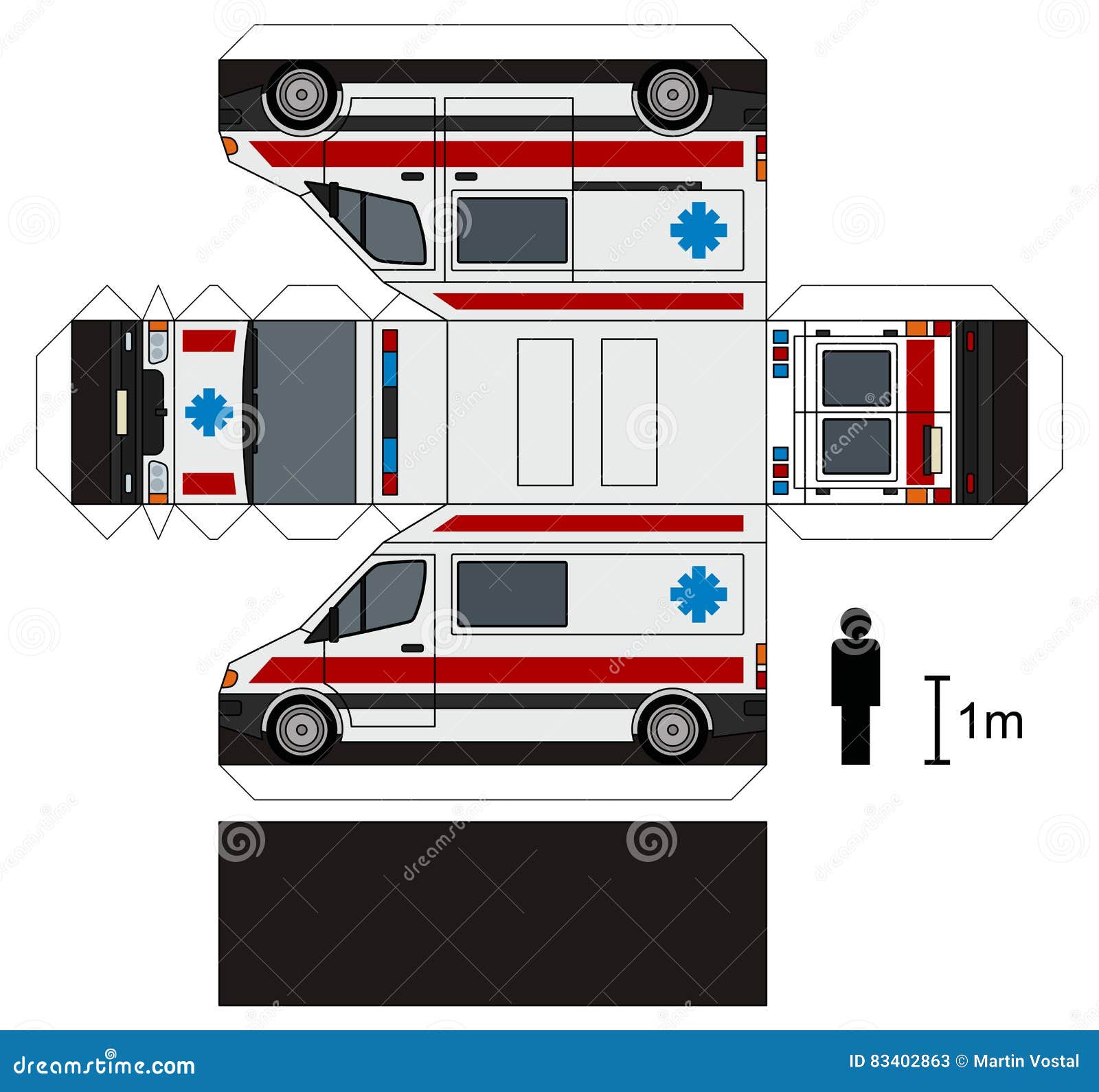 mod-le-de-papier-d-une-ambulance-illustration-de-vecteur-illustration