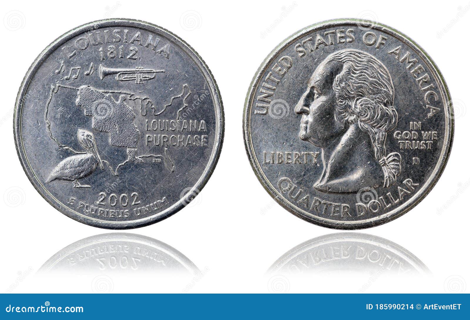 Moeda De Quarto Dólar. Mapa De Louisiana 2002 Foto de Stock - Imagem de  objeto, prata: 185990214, image size:1600x1089