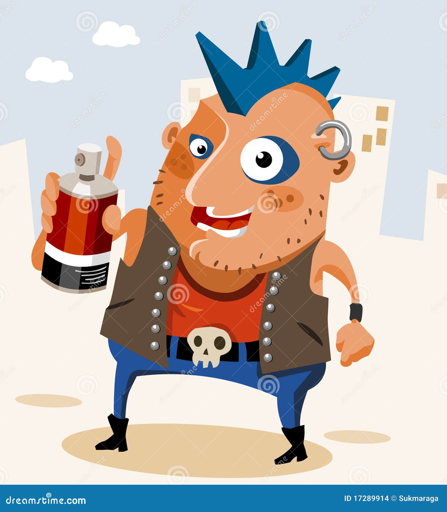 Mohawk Boy with Aerosol Can Stock Vector - Illustration of punk, young ...