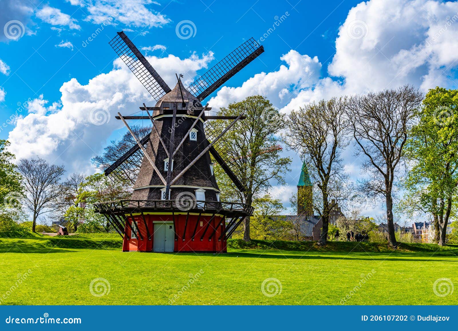 Moinho De Vento Em Kastellet, Copenhaga, Dinamarca Imagem de Stock