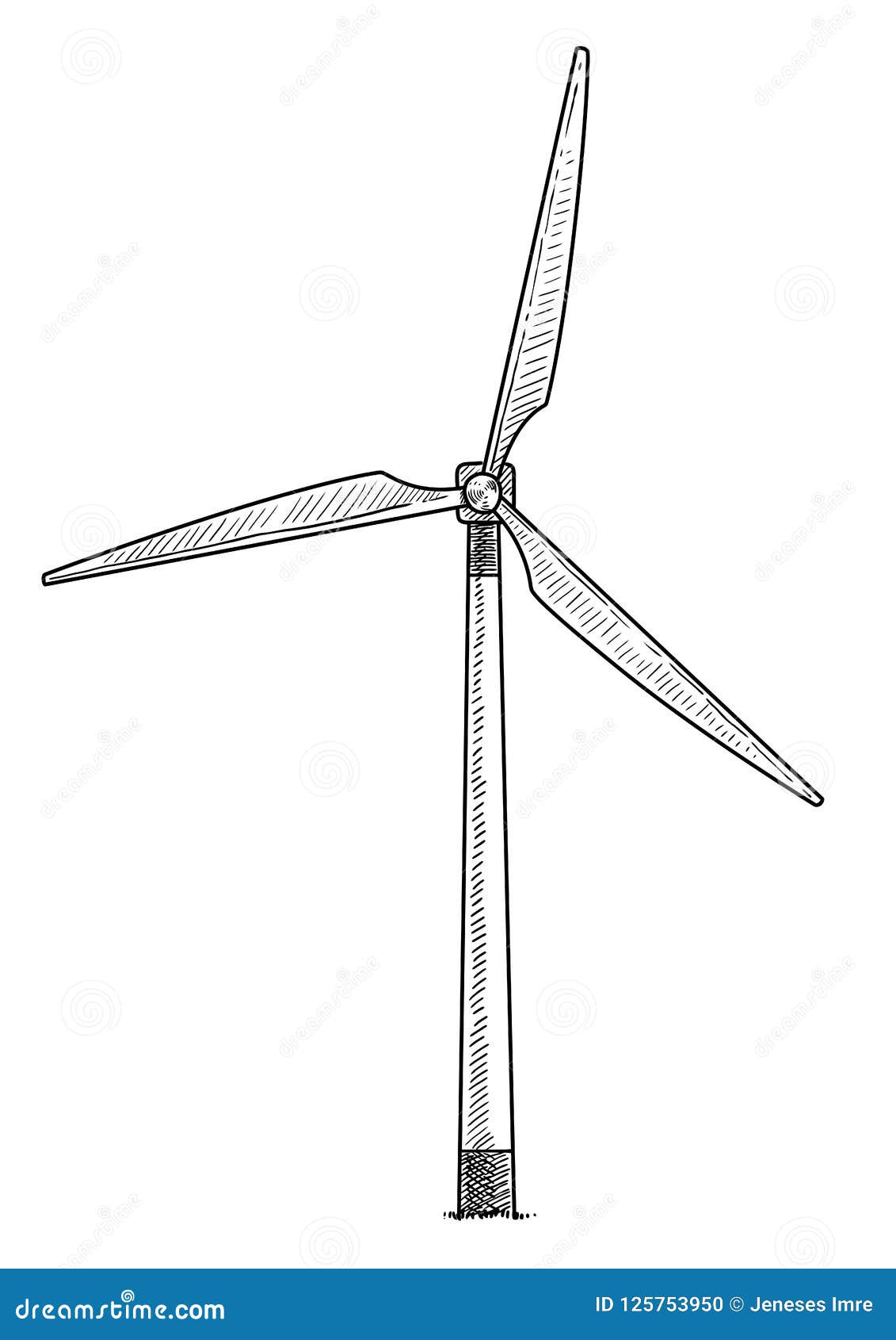 Moinho De Vento, Ilustração Da Turbina Eólica, Desenho, Gravura