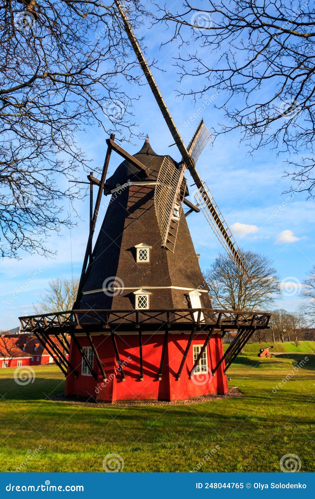 Moinho De Vento Em Kastellet, Copenhaga, Dinamarca Imagem de Stock